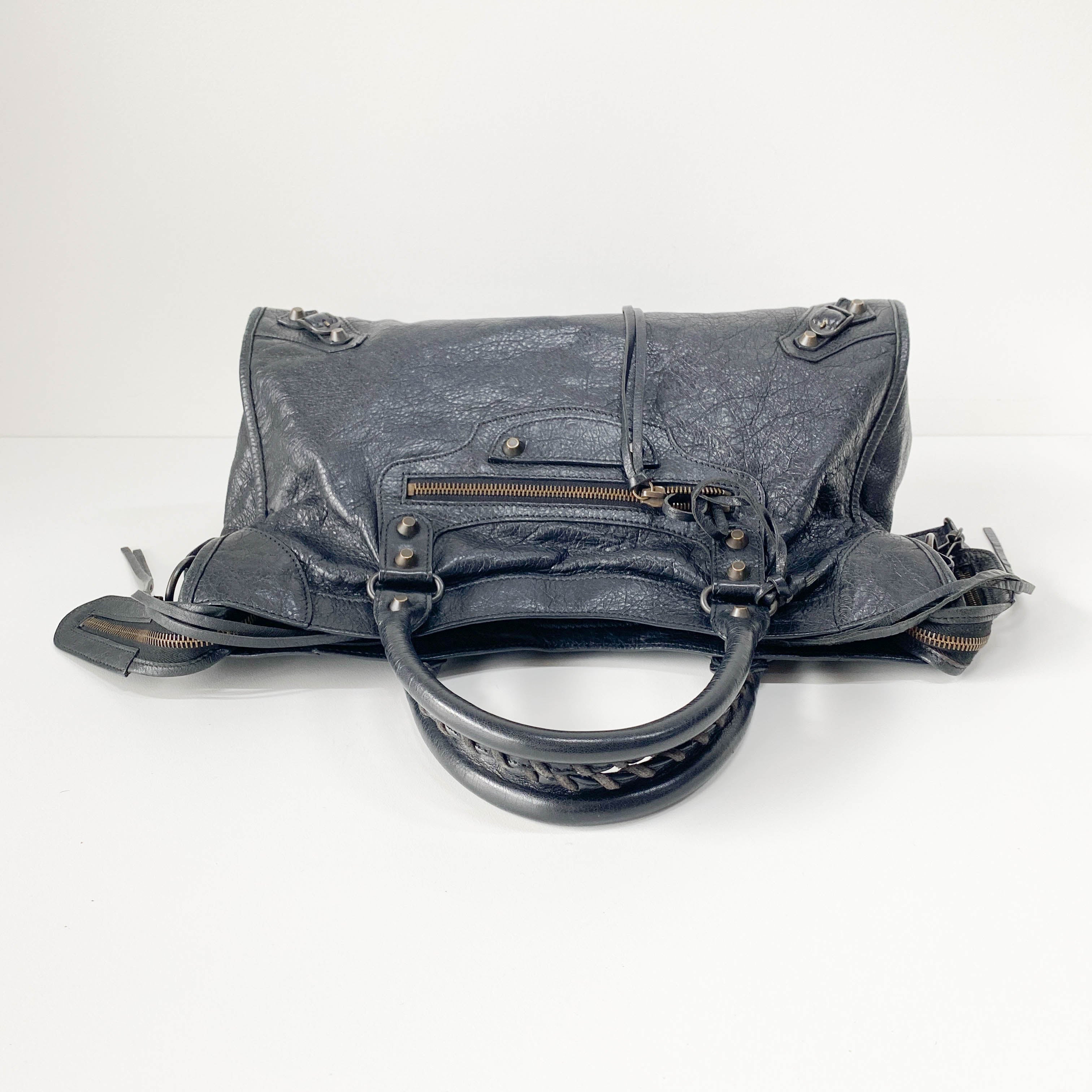 The City Black Leather Two Way Bag