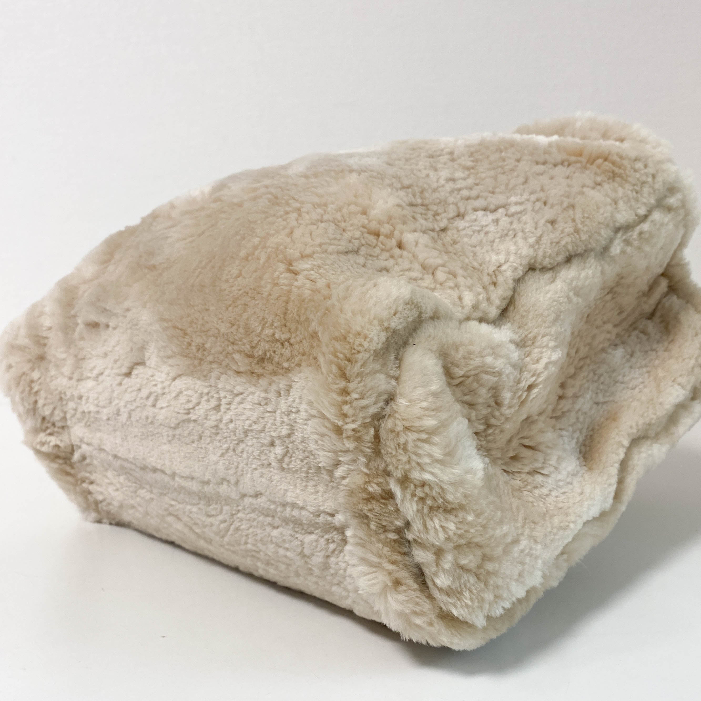 Beige Fur Top Handle Bag