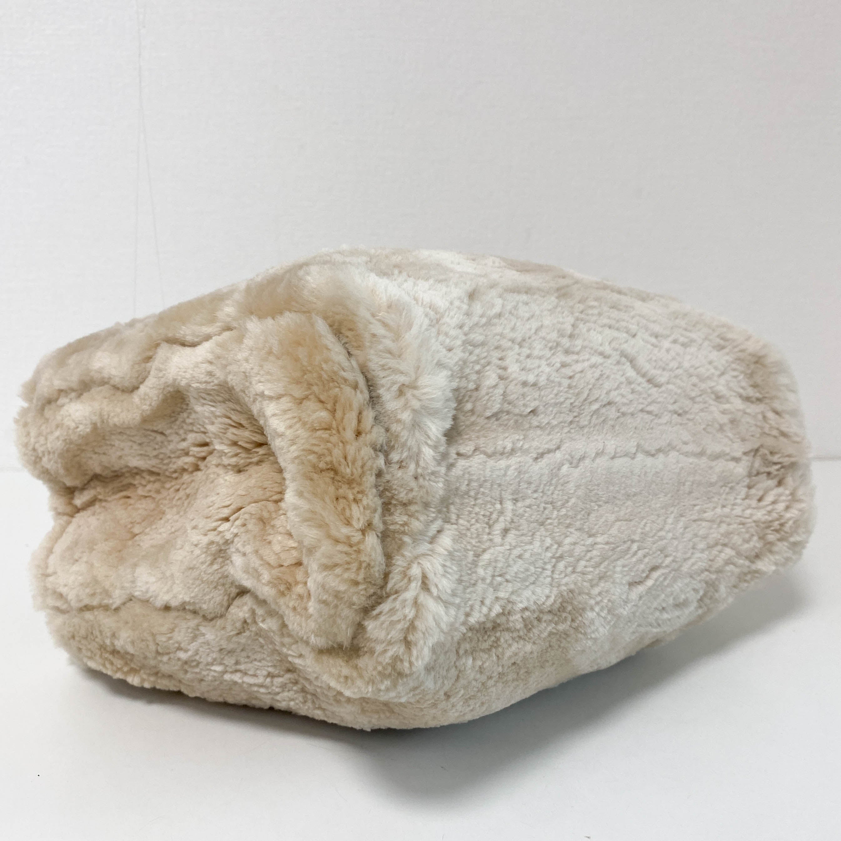 Beige Fur Top Handle Bag