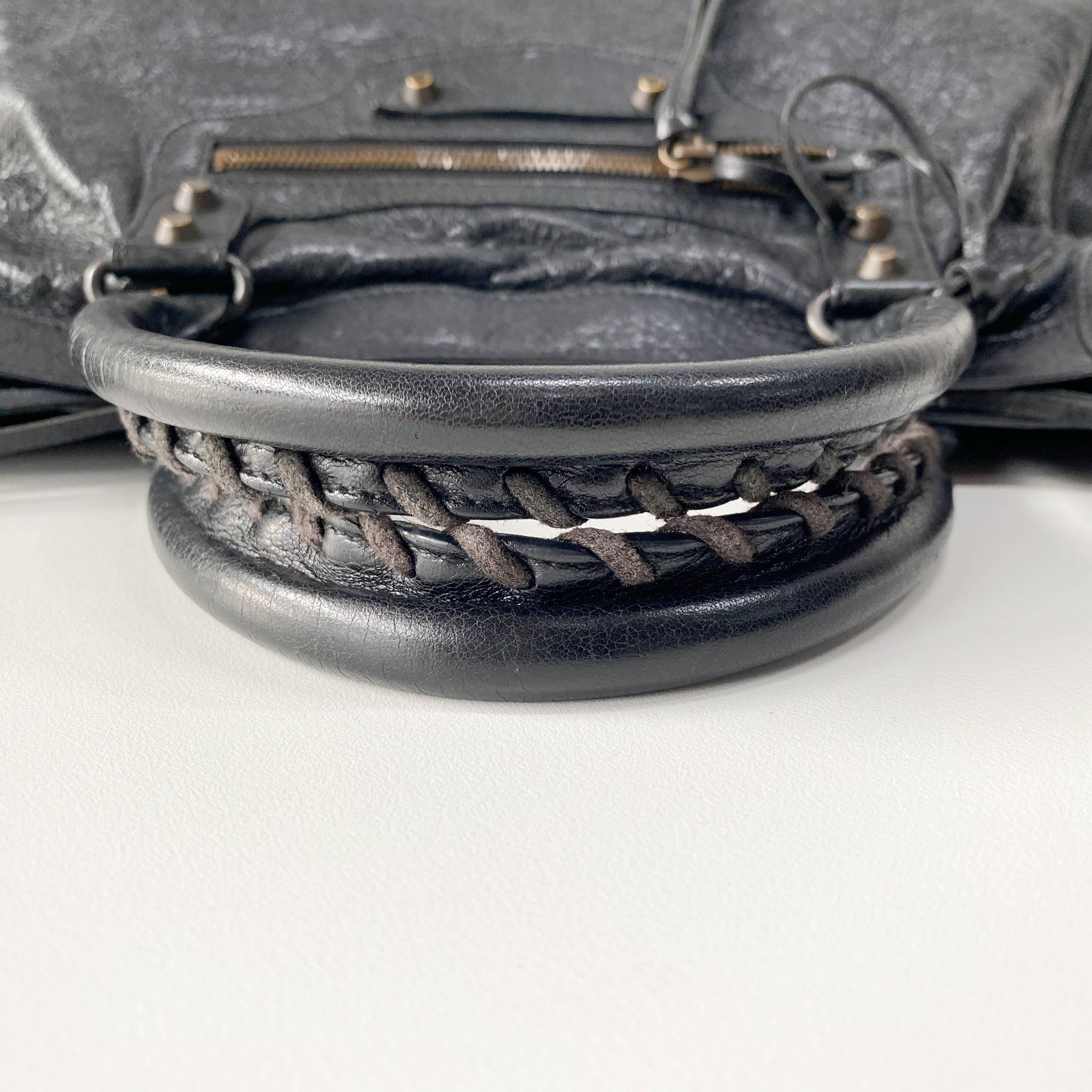 The City Black Leather Two Way Bag