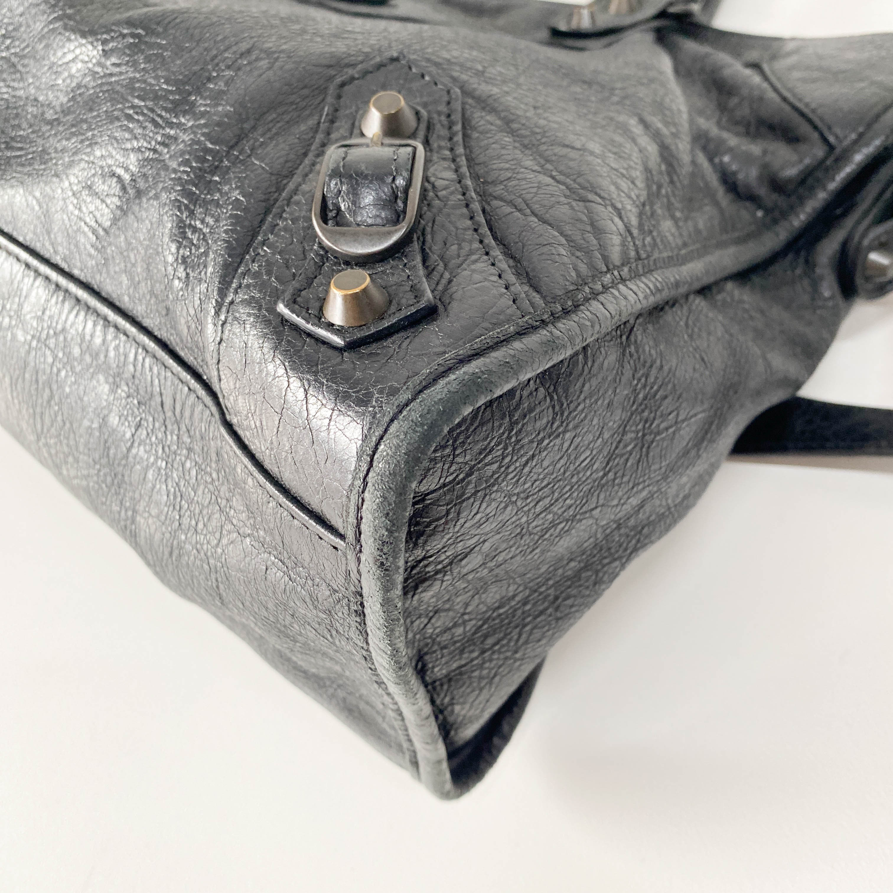 The City Black Leather Two Way Bag