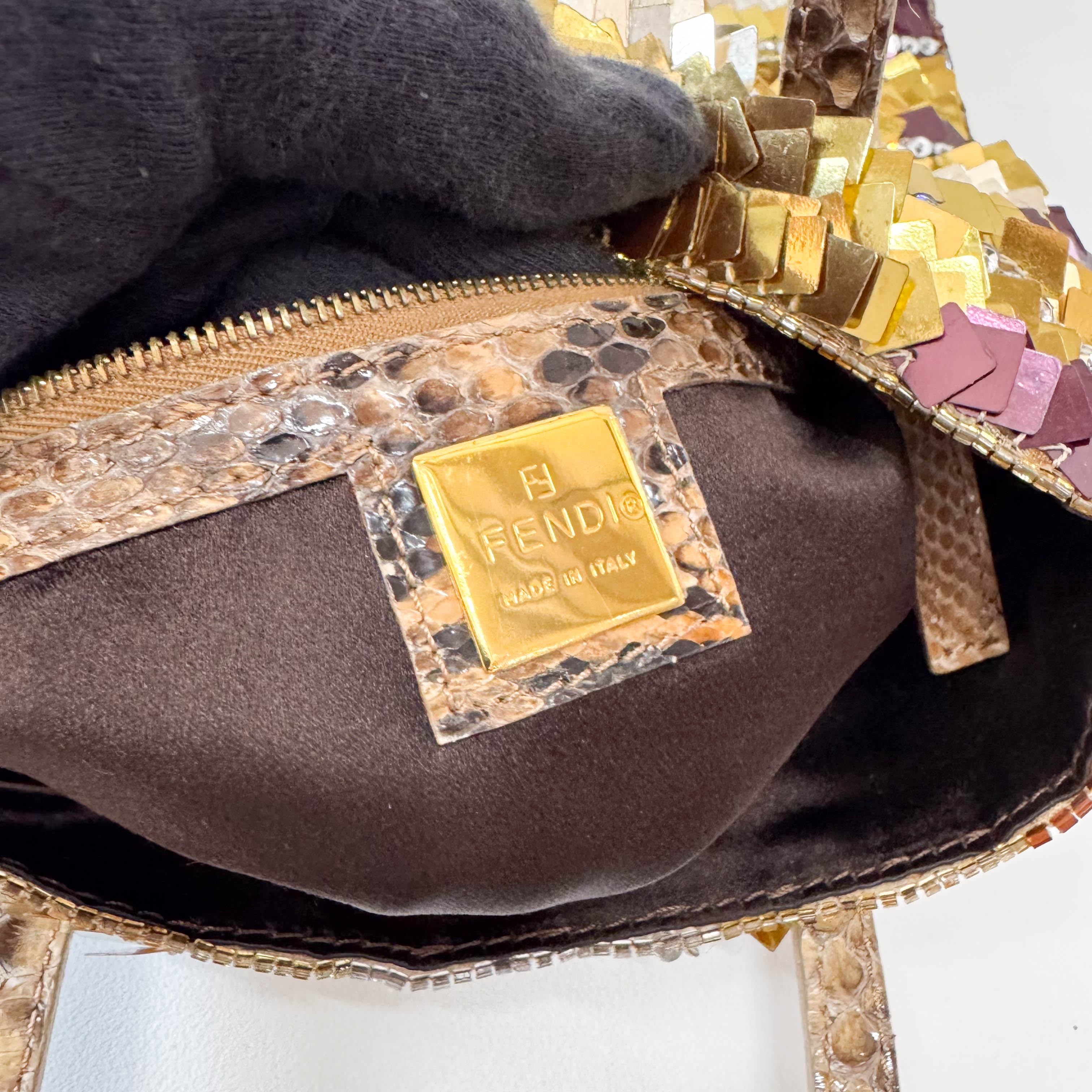 Archive Gold Sequin and Rhinestone Shoulder Bag