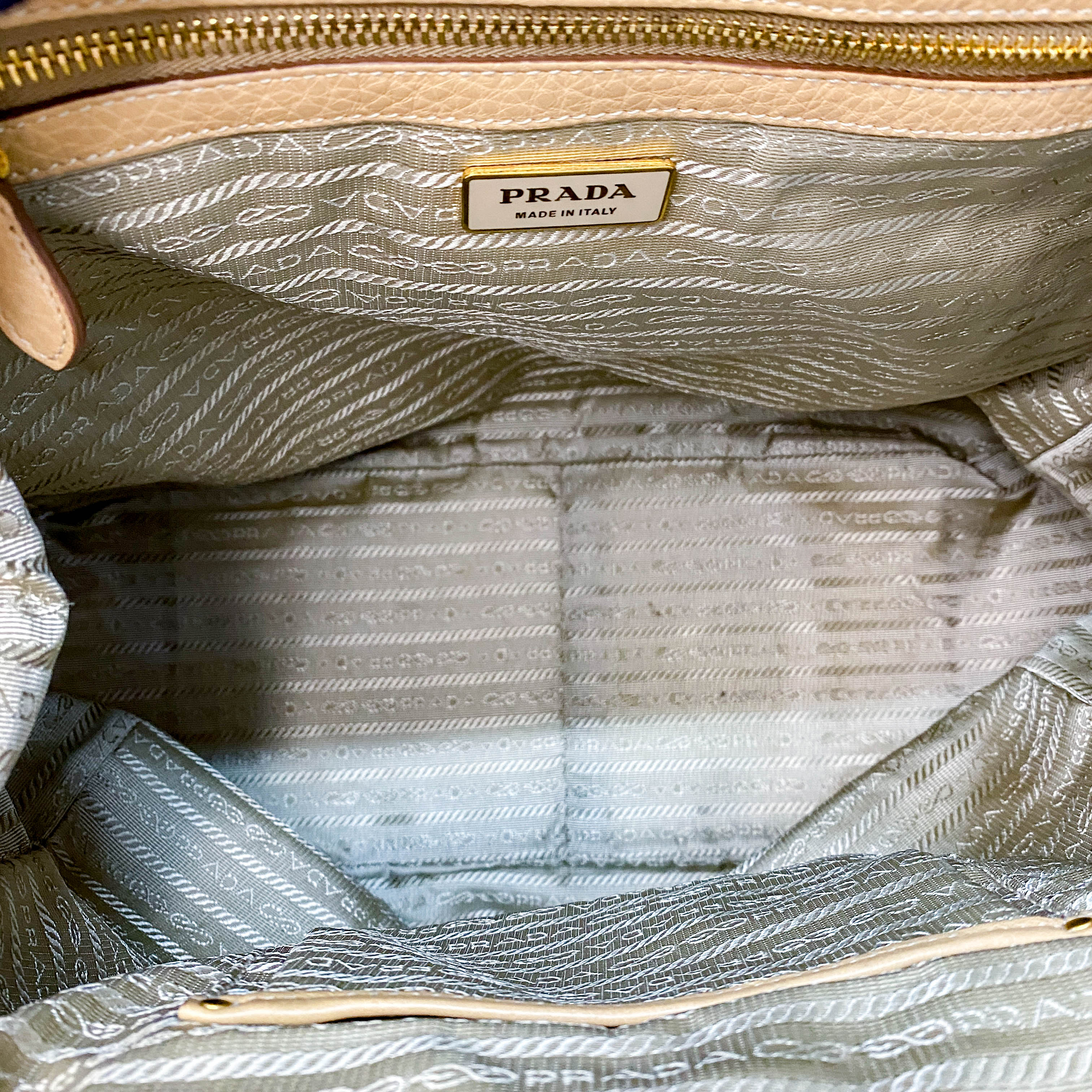 Beige Leather Bowler Bag