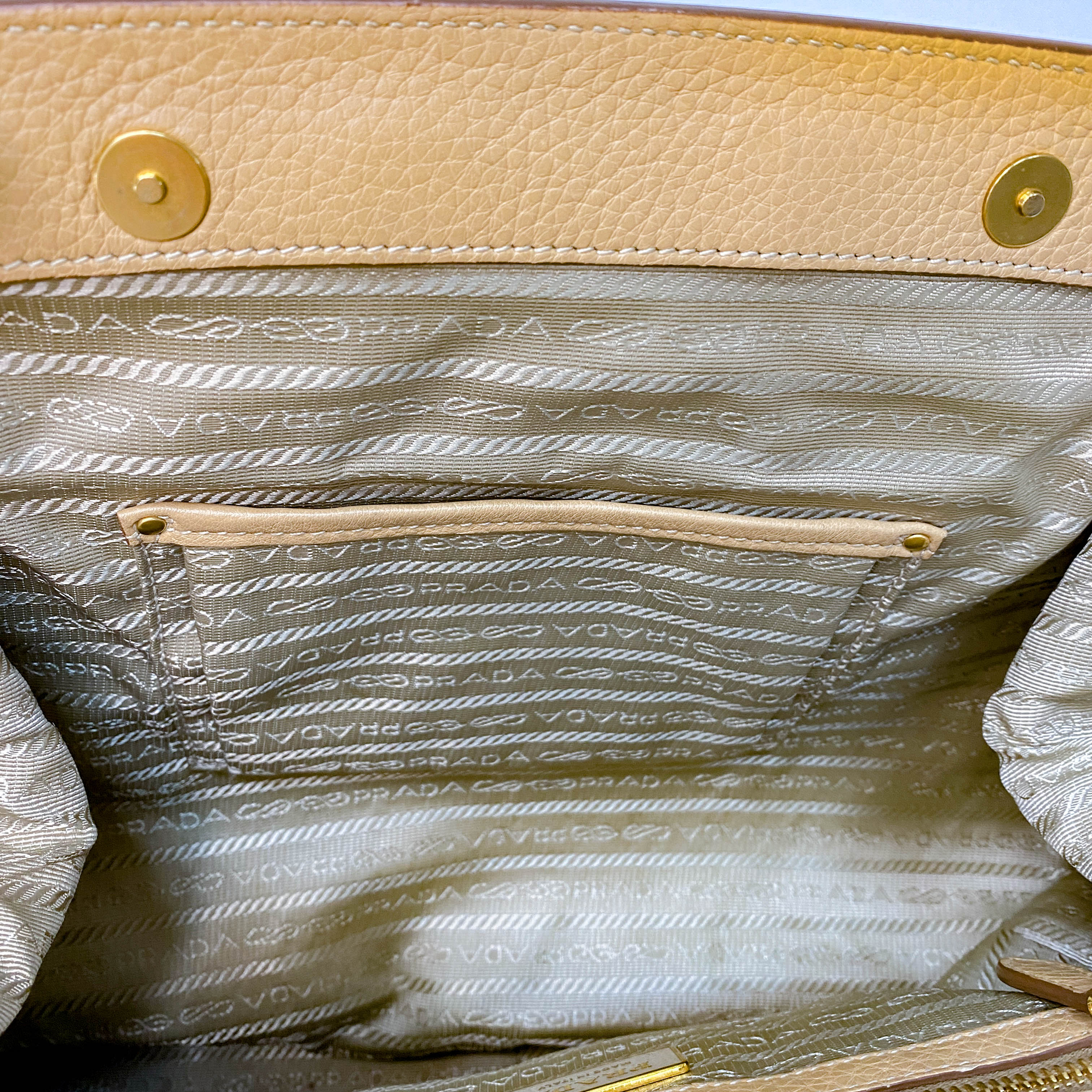 Beige Leather Bowler Bag