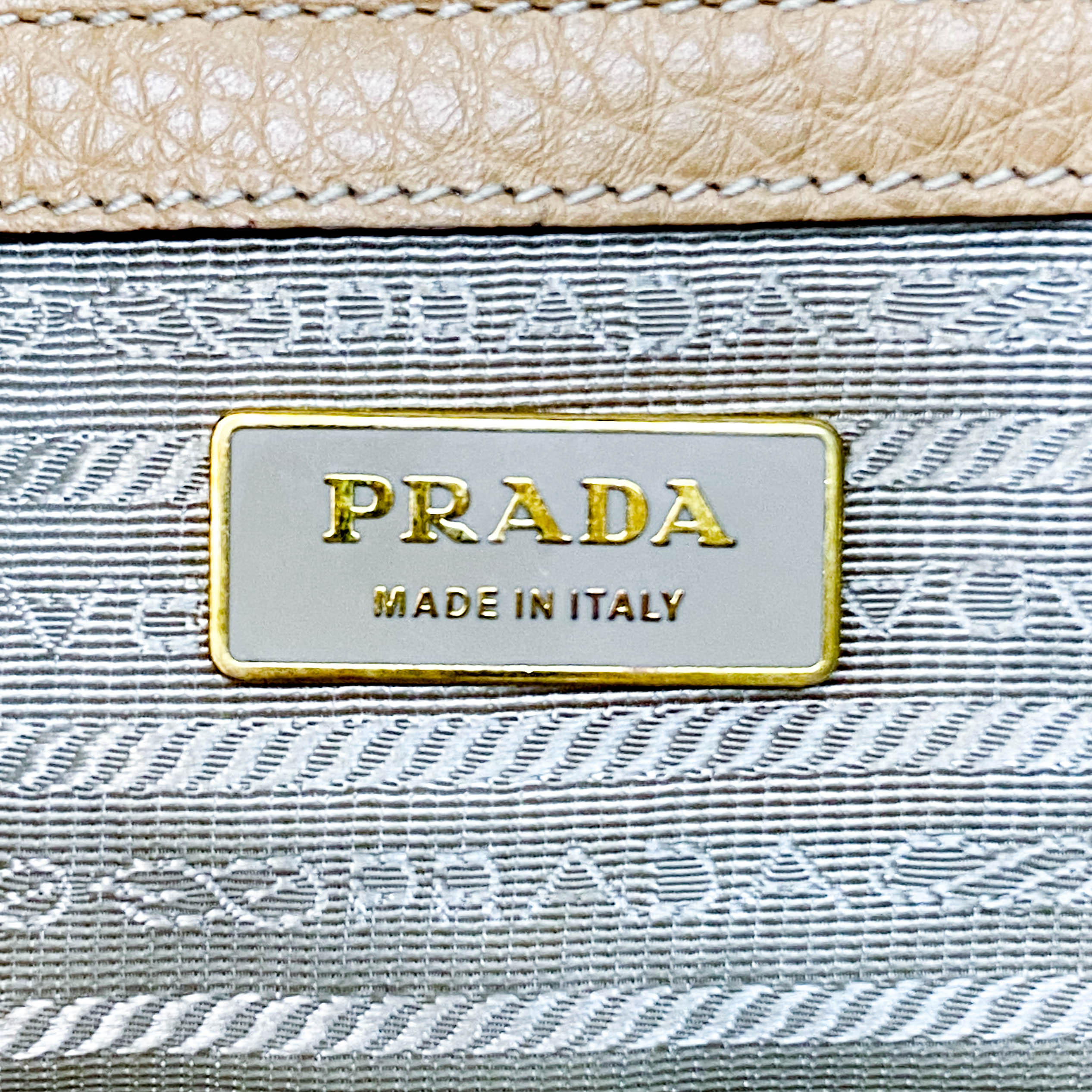 Beige Leather Bowler Bag