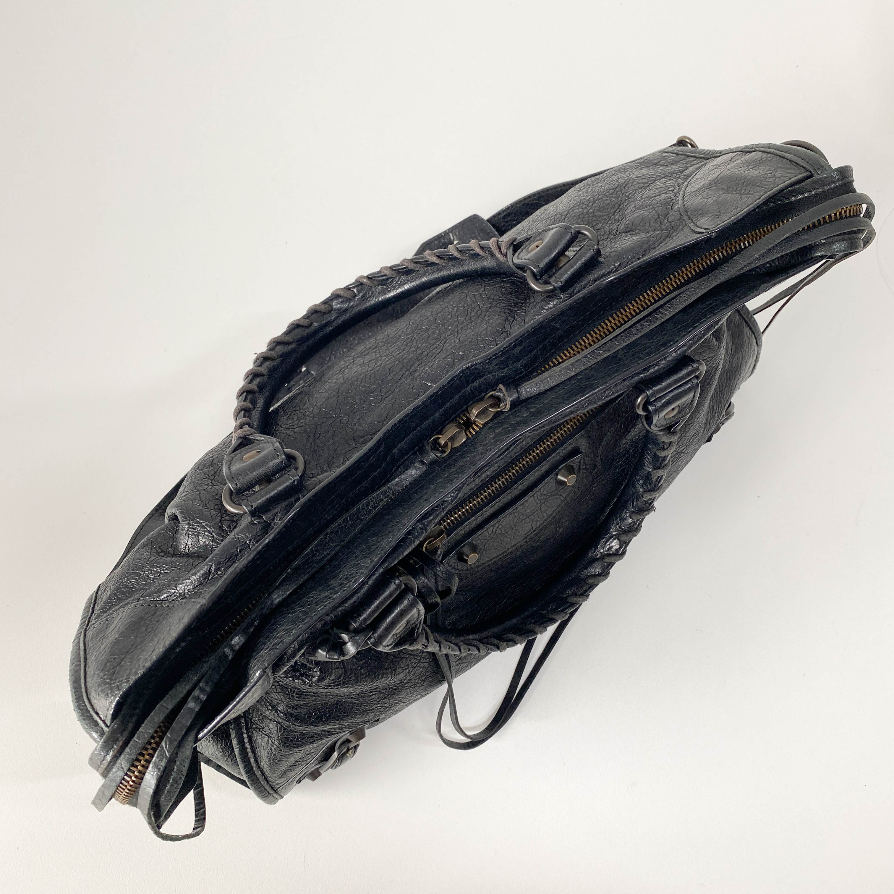 The City Black Leather Two Way Bag