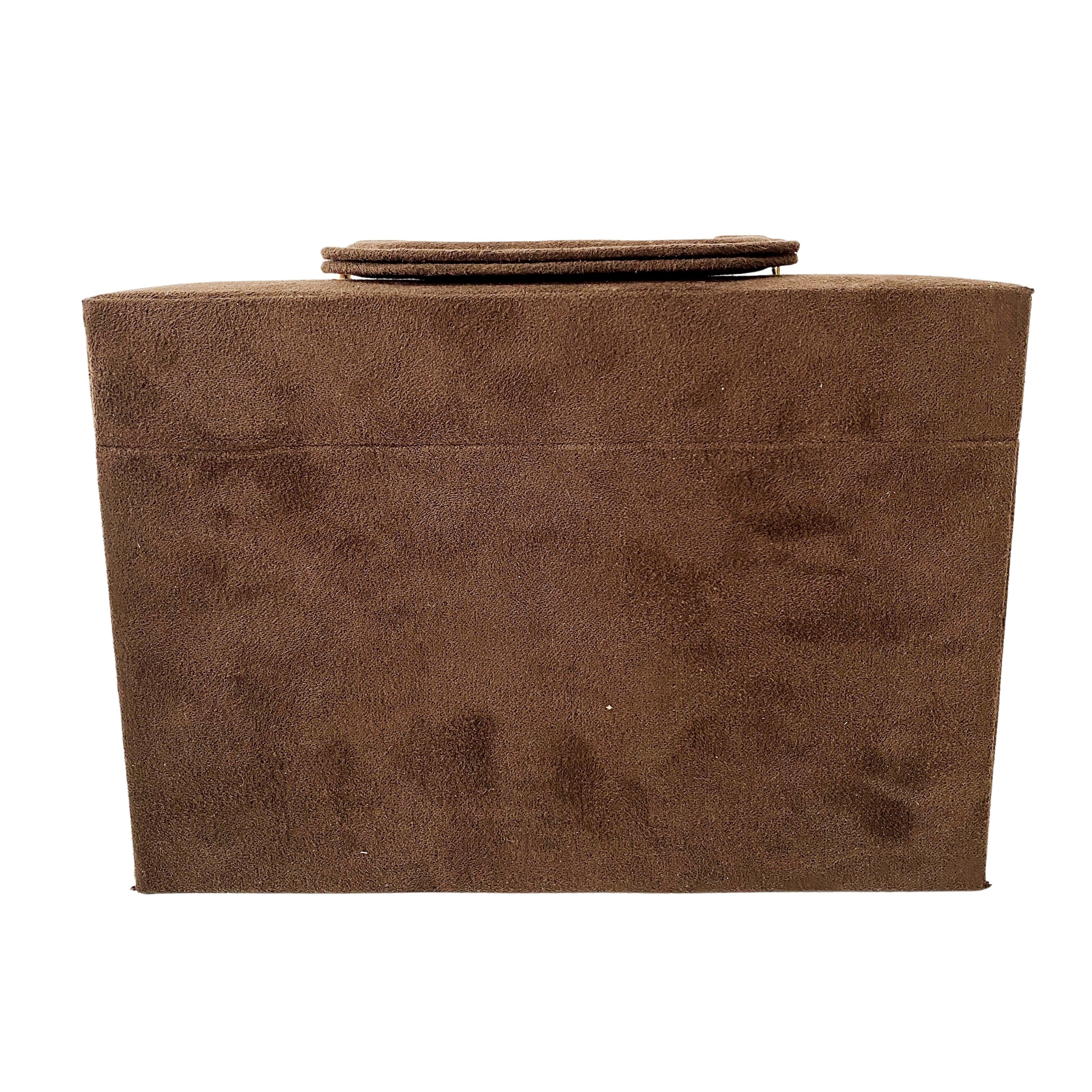 Vanity Brown Suede Cosmetic Box