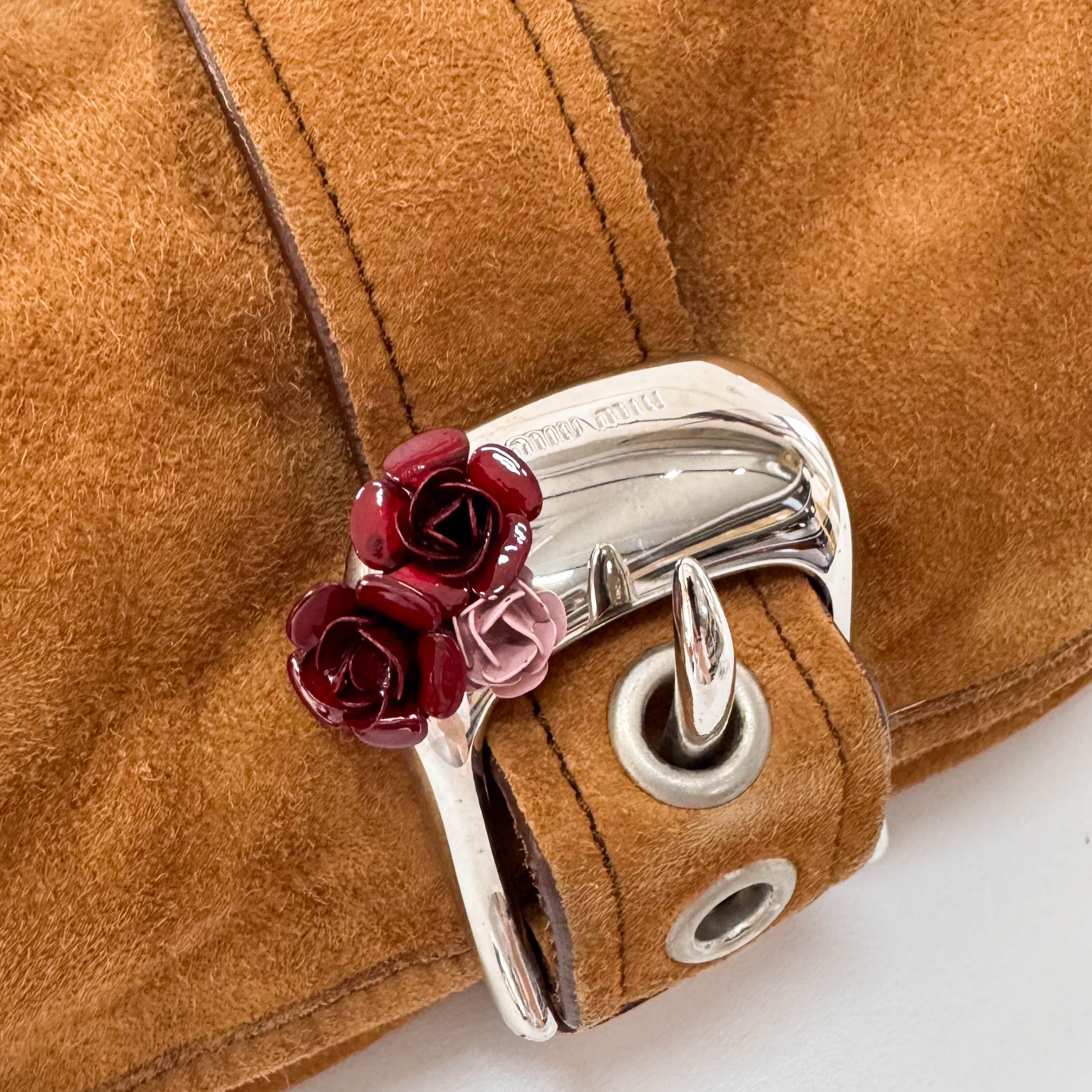 Little Flower Buckle Suede Bag