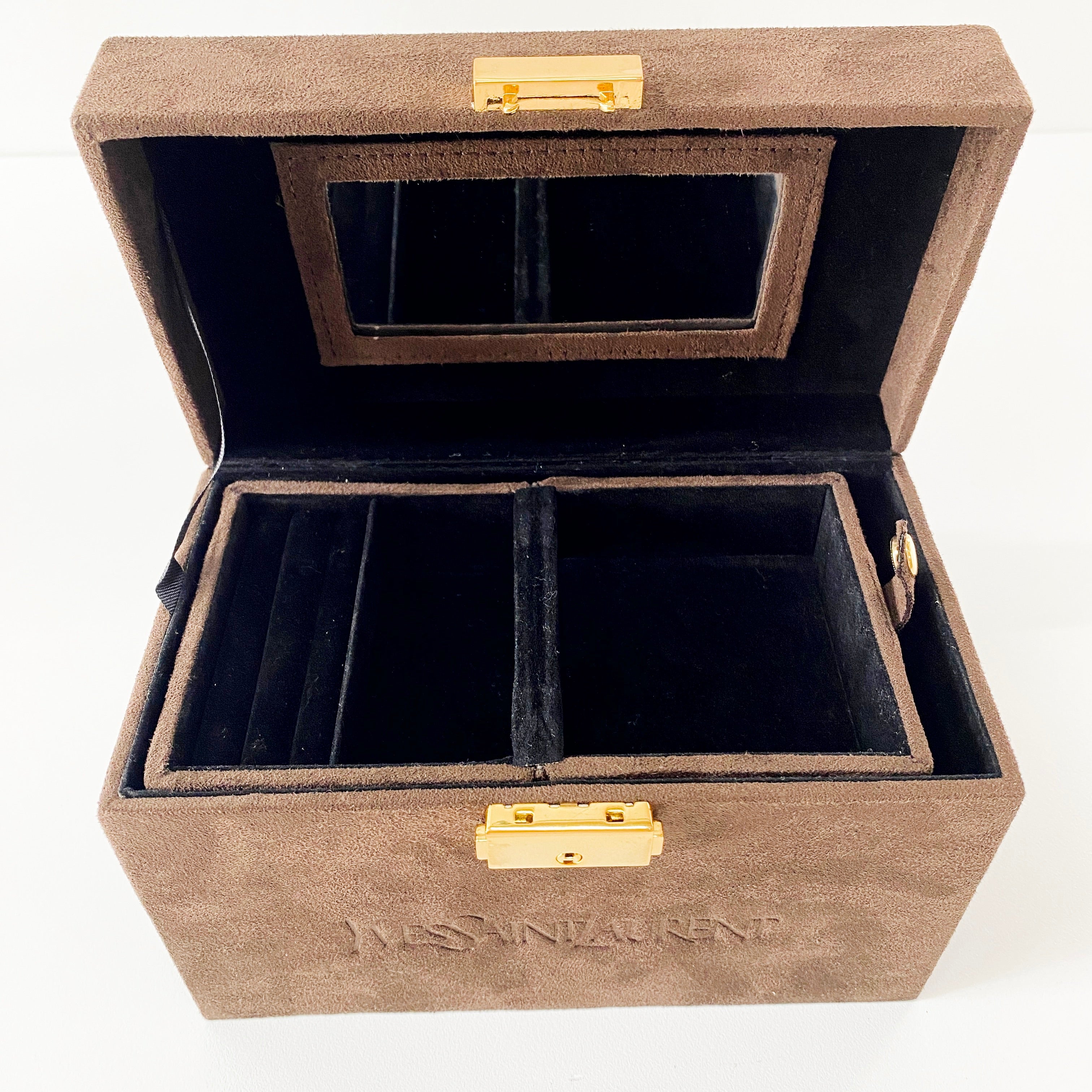 Vanity Brown Suede Cosmetic Box
