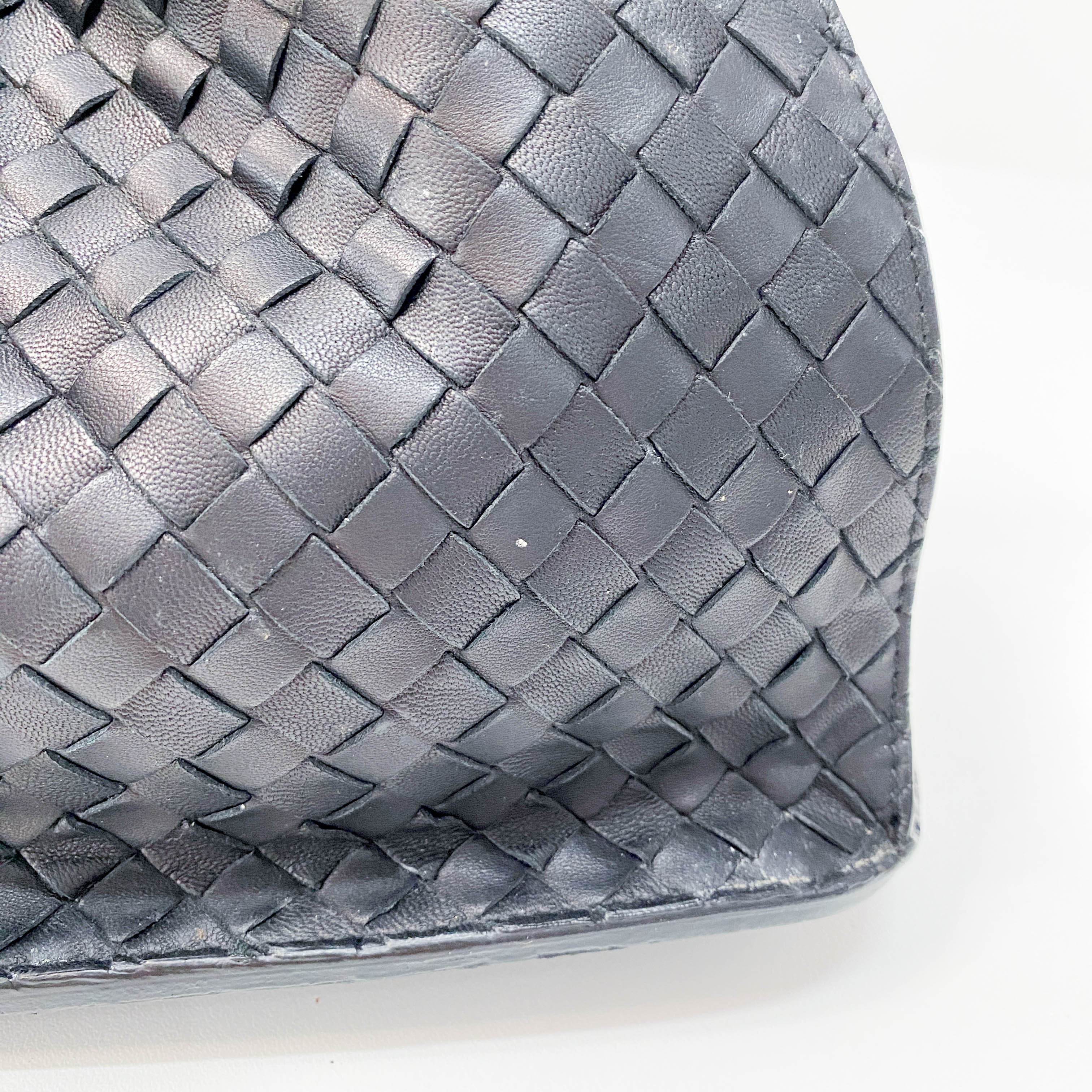 Black Intrecciato Leather Shoulder Bag