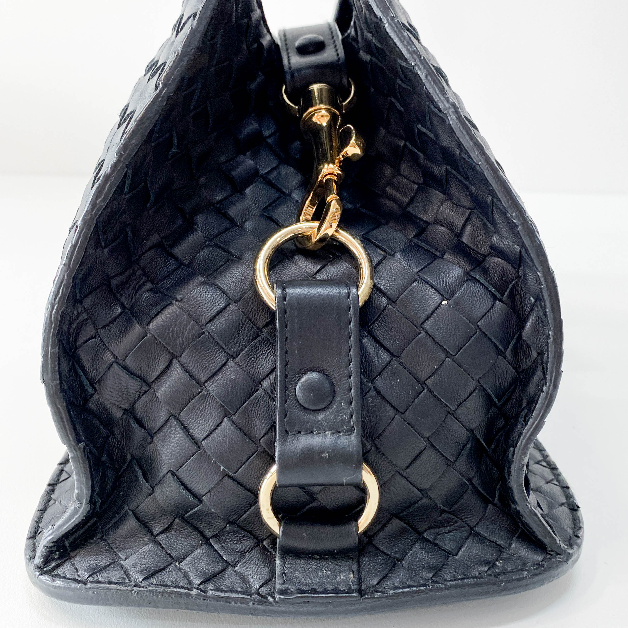 Black Intrecciato Leather Shoulder Bag