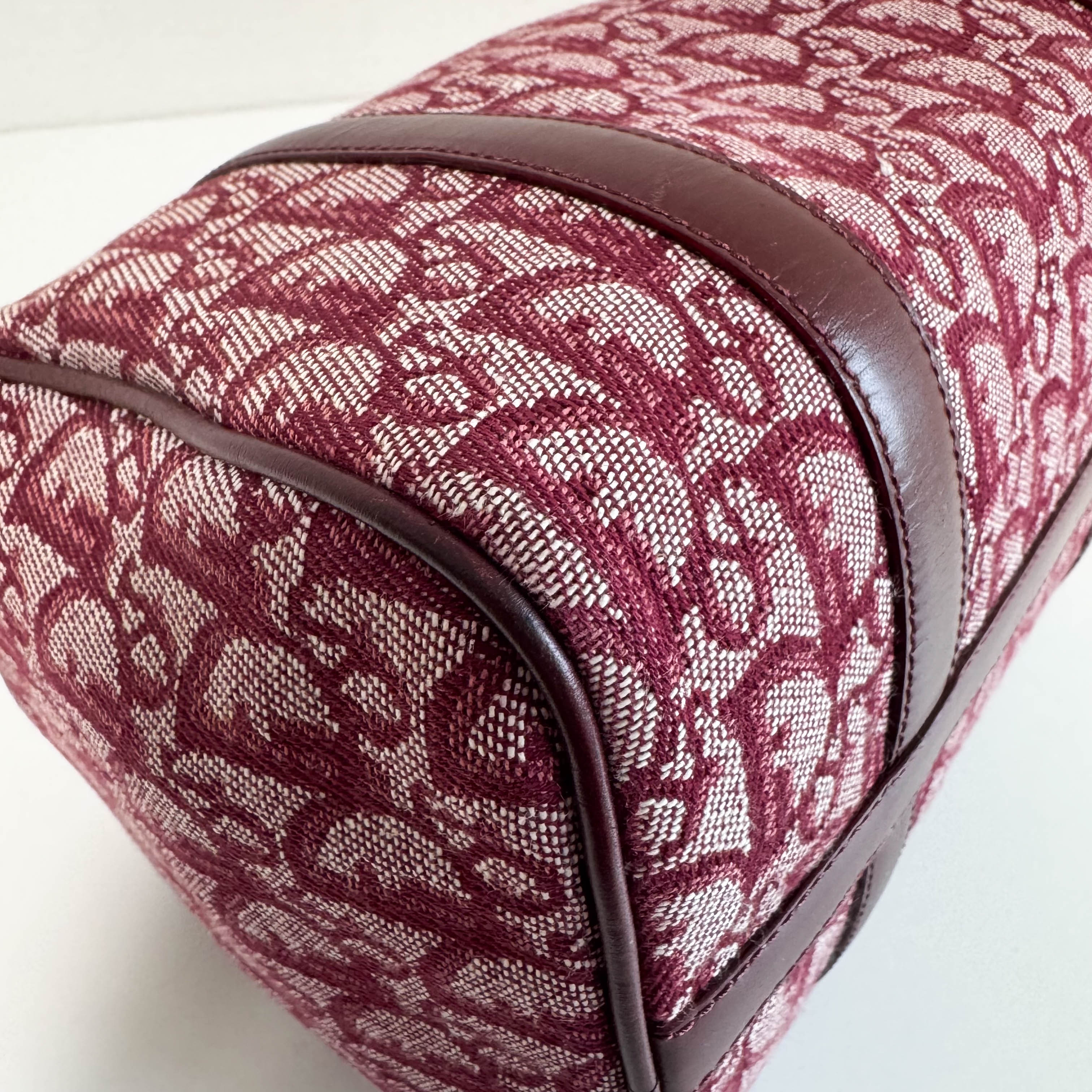 Christian Dior Trotter Canvas Boston Bag Wine Red