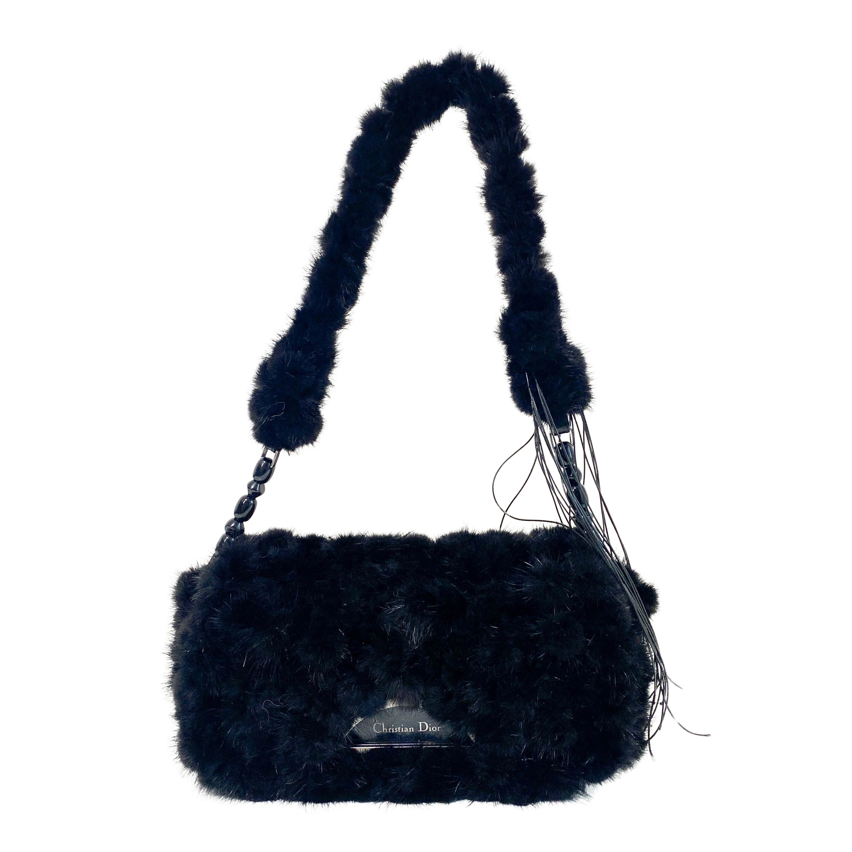 Malice Black Fur Shoulder Bag