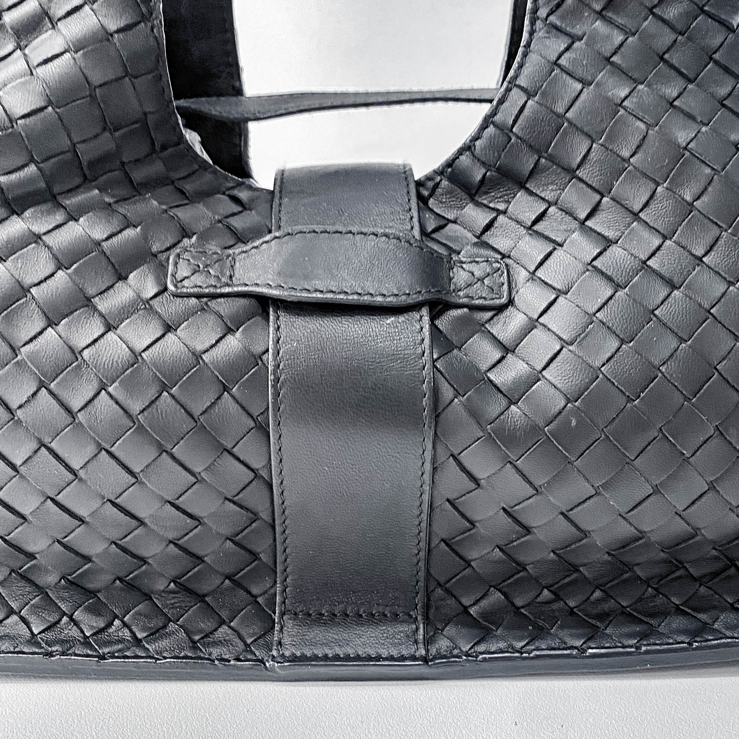 Black Intrecciato Leather Shoulder Bag