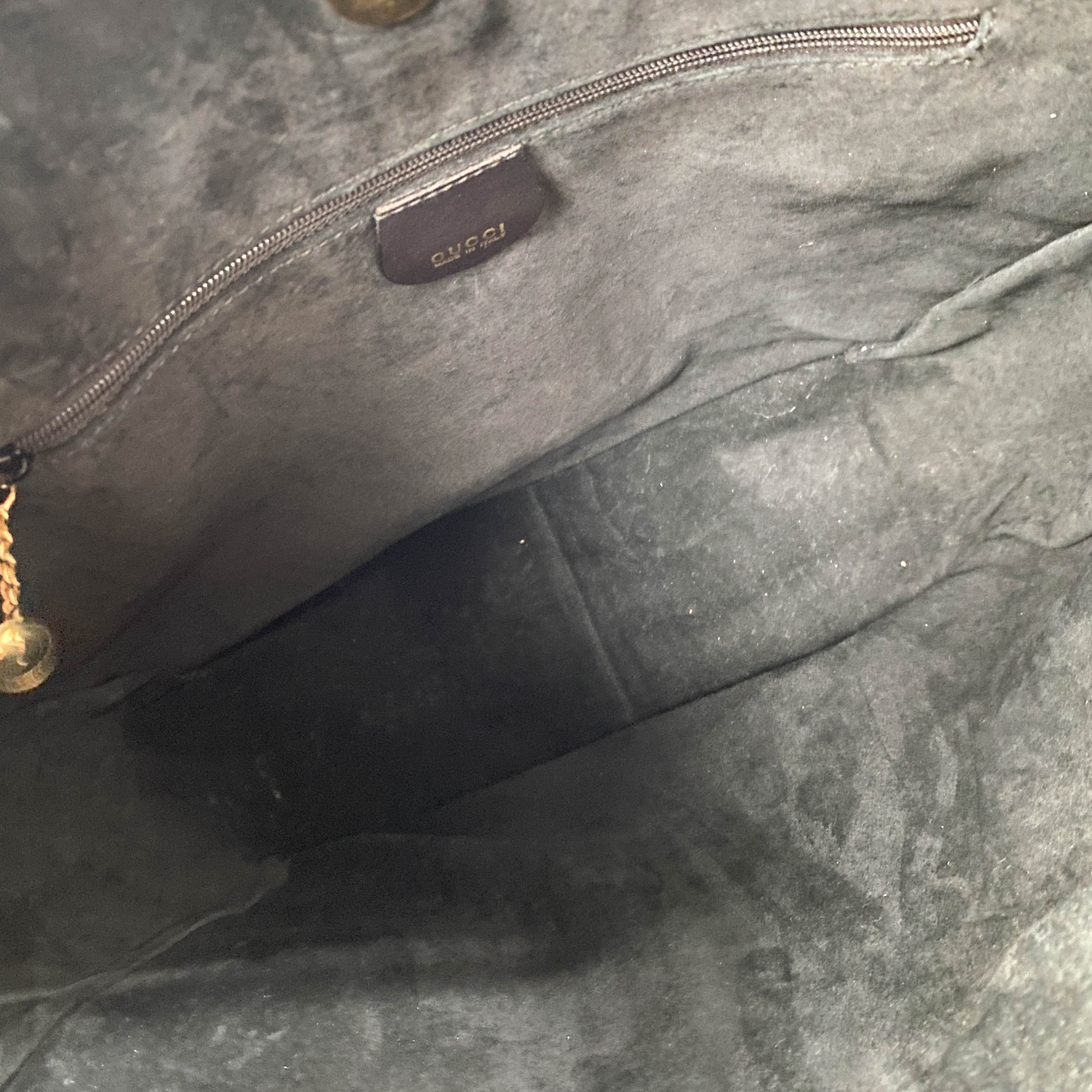 Bamboo Black Woven Leather Two Way Bag