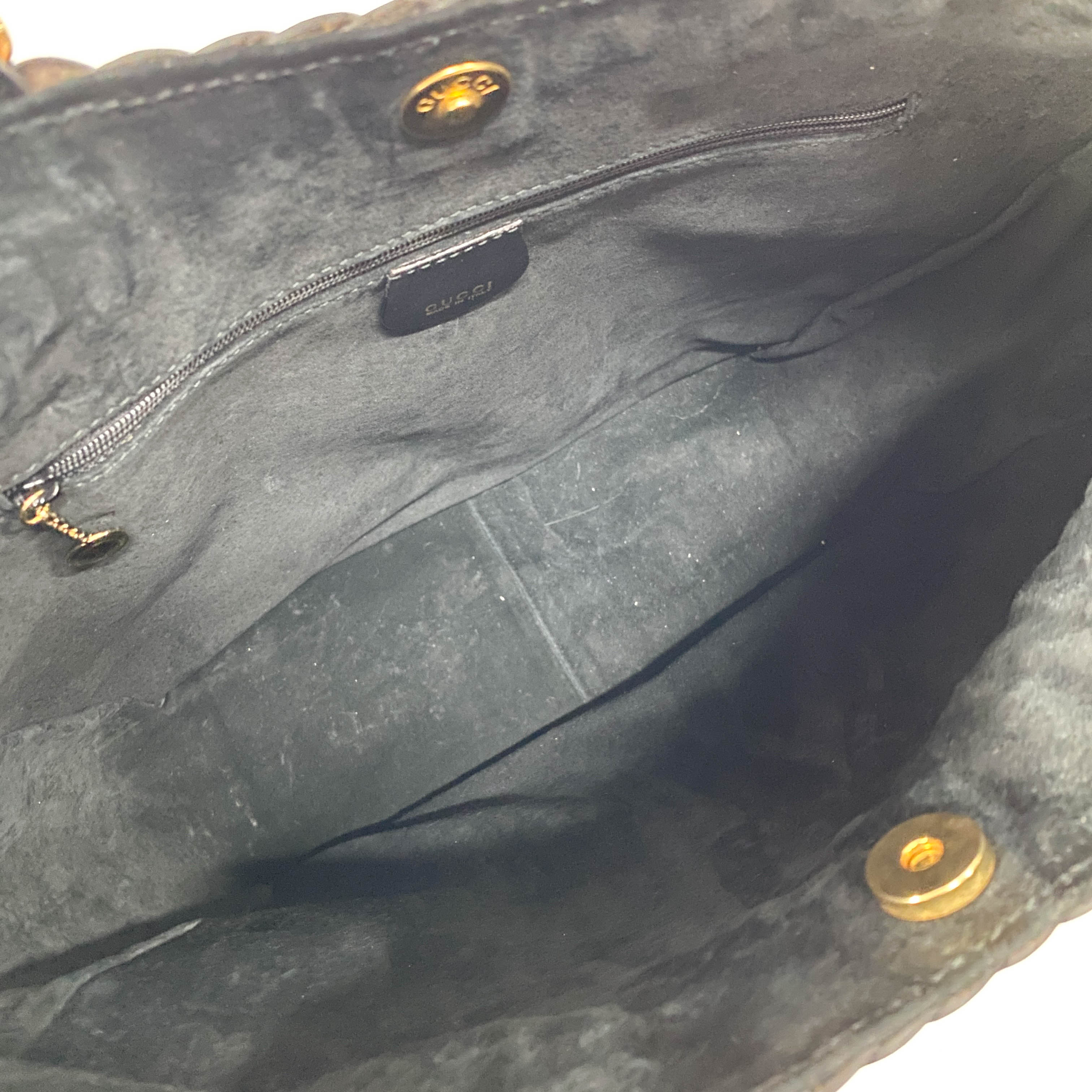 Bamboo Black Woven Leather Two Way Bag