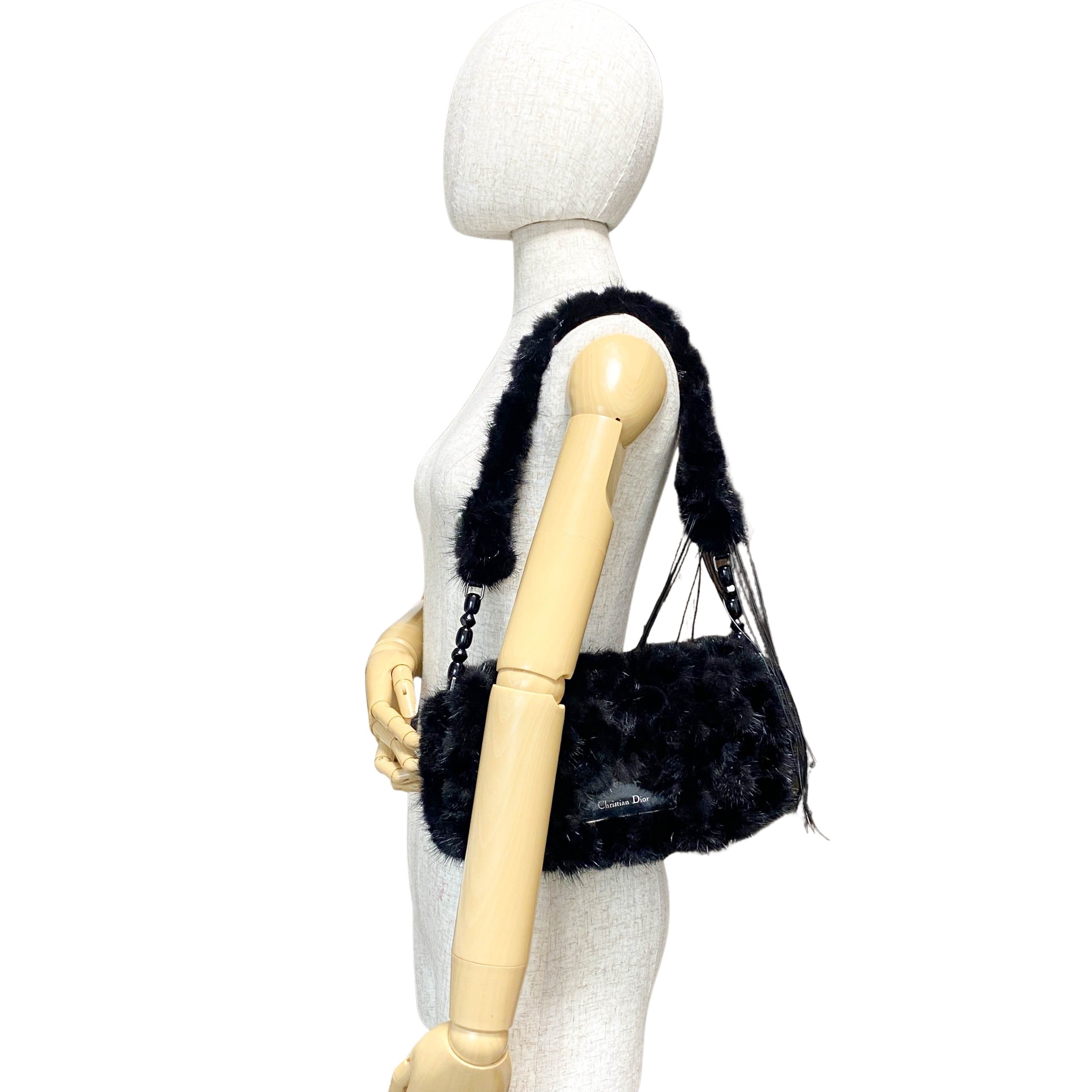 Malice Black Fur Shoulder Bag
