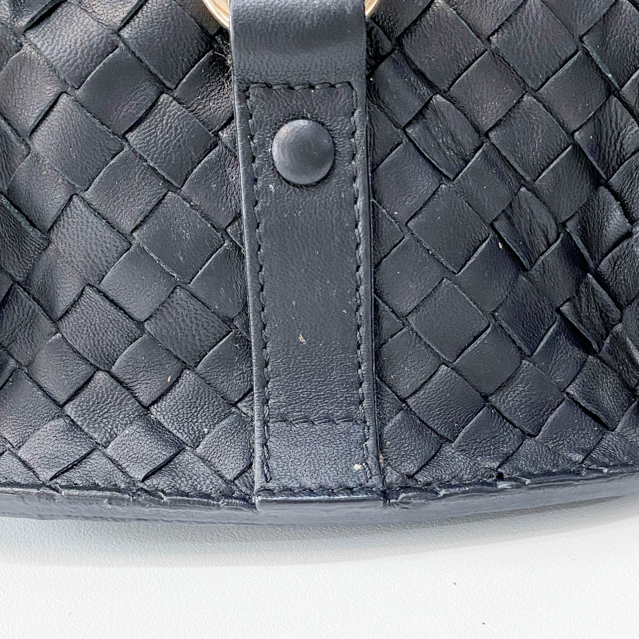 Black Intrecciato Leather Shoulder Bag