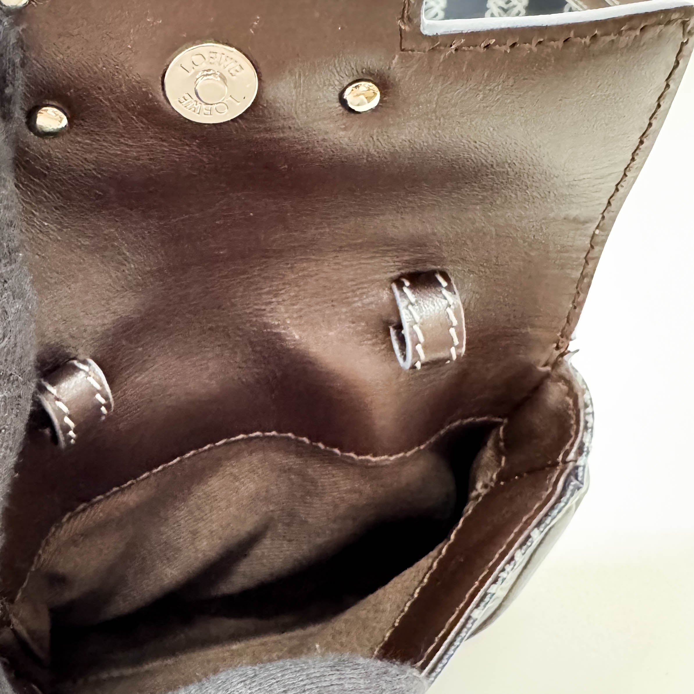 Anagram Navy Coated Canvas Shoulder Bag