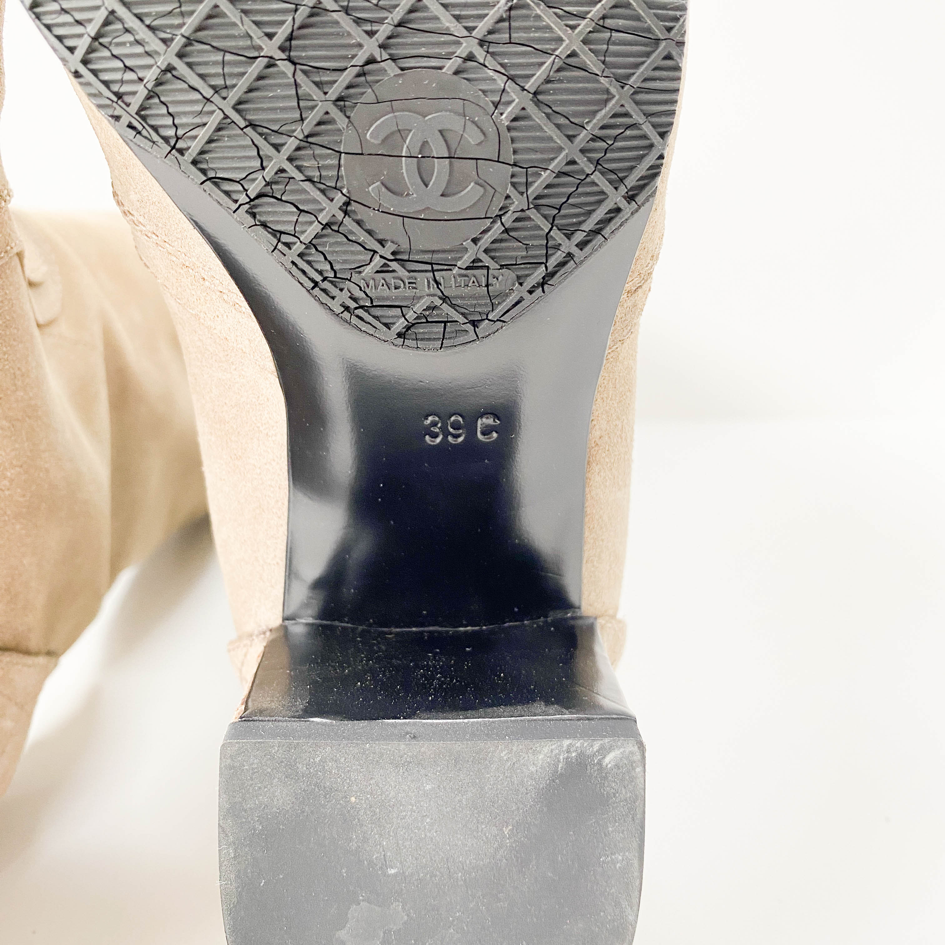 Size 39 Beige Suede Tall Boots