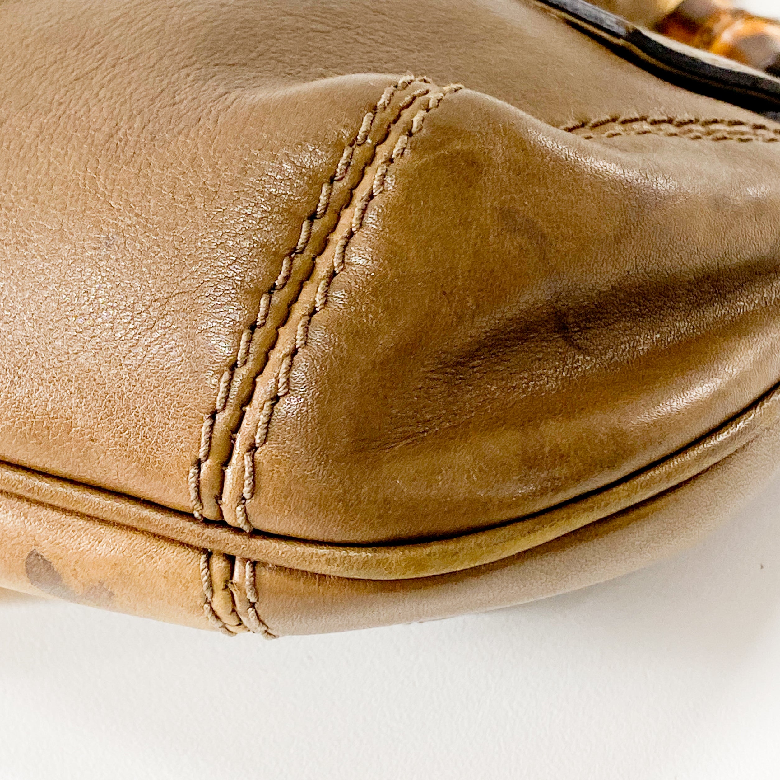 Bamboo and Chain Shoulder Bag with Fur Details