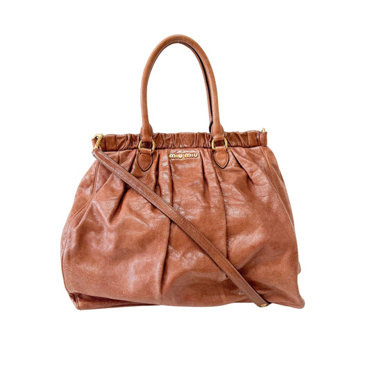 Vitello Brown Leather Shoulder Bag