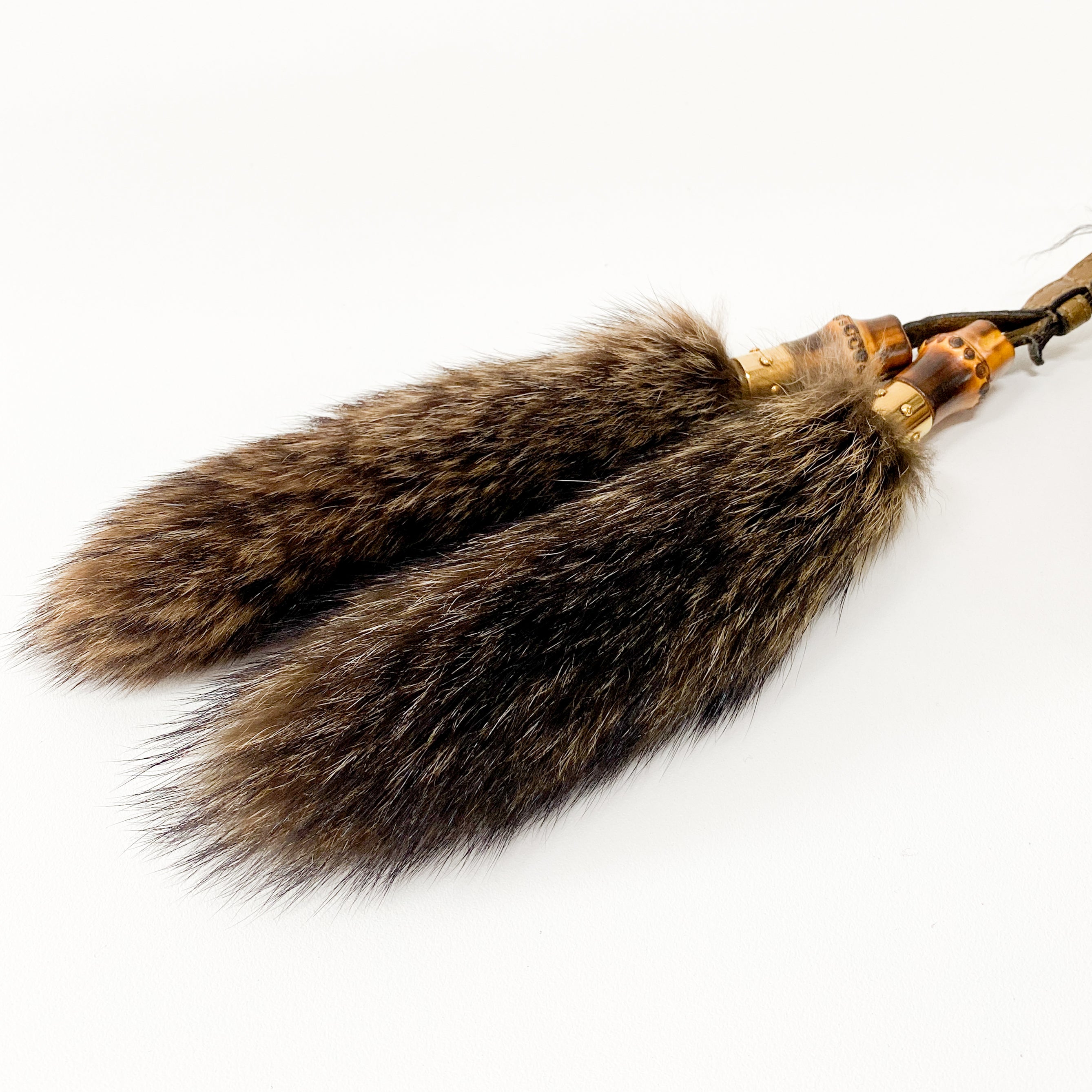 Bamboo and Chain Shoulder Bag with Fur Details