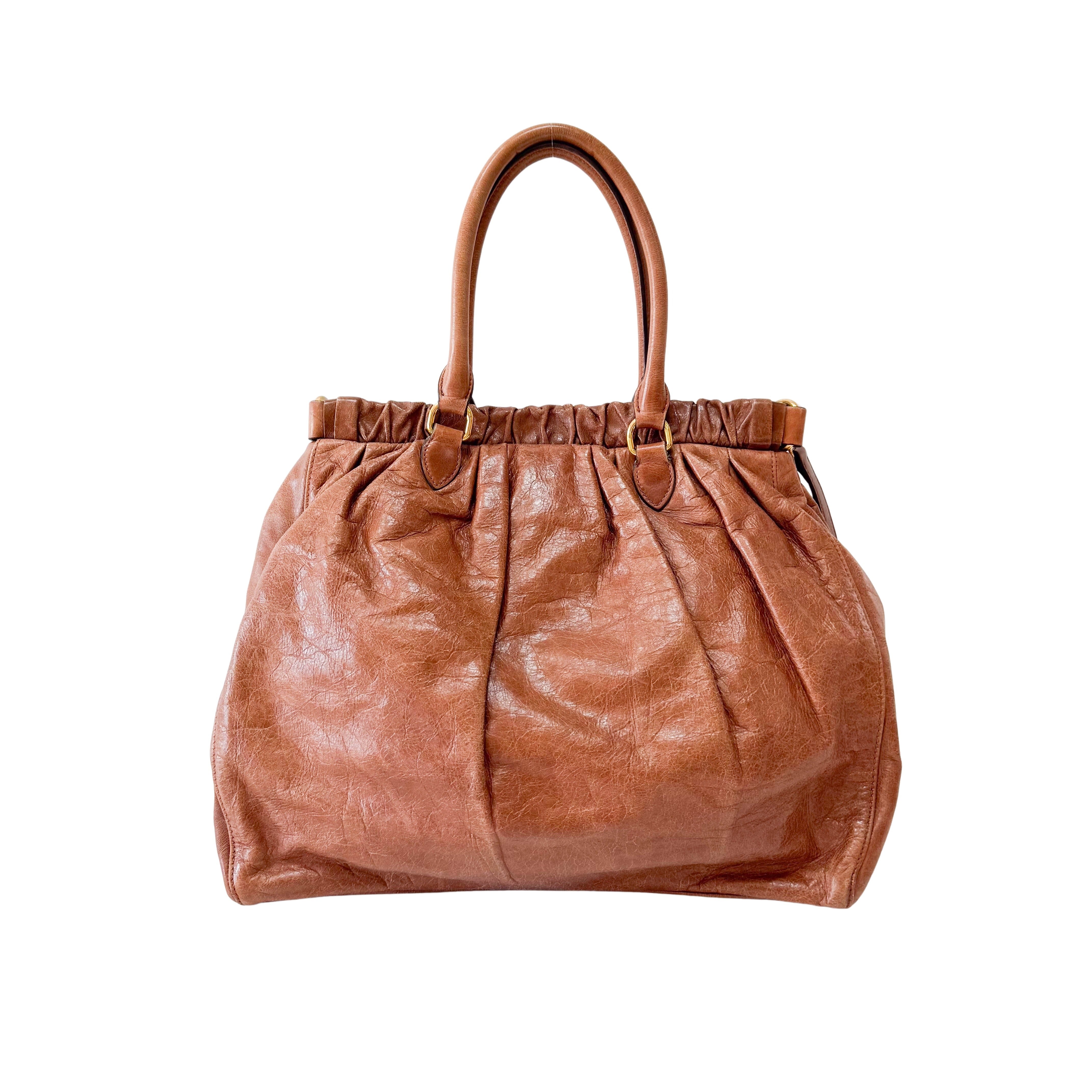 Vitello Brown Leather Shoulder Bag
