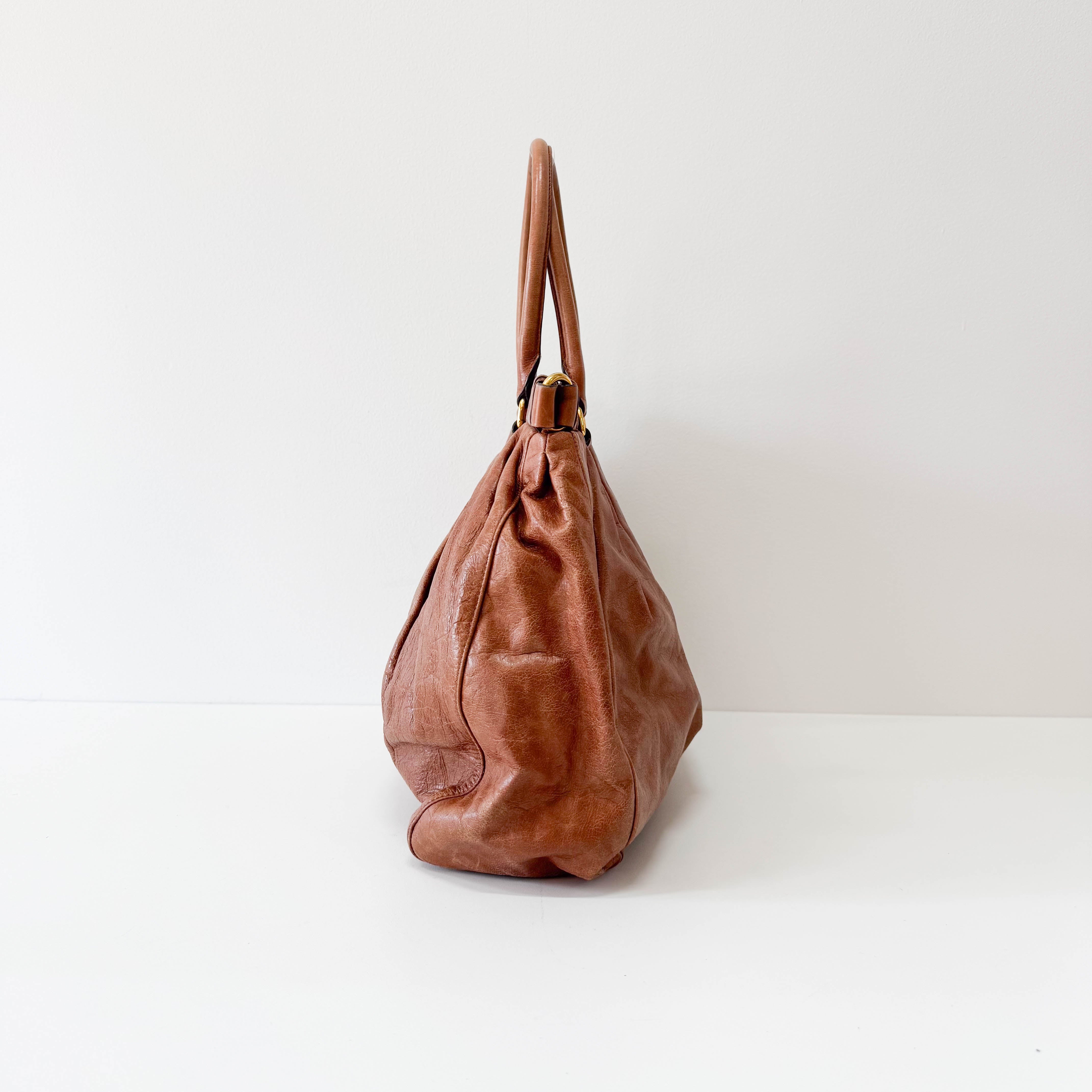 Vitello Brown Leather Shoulder Bag