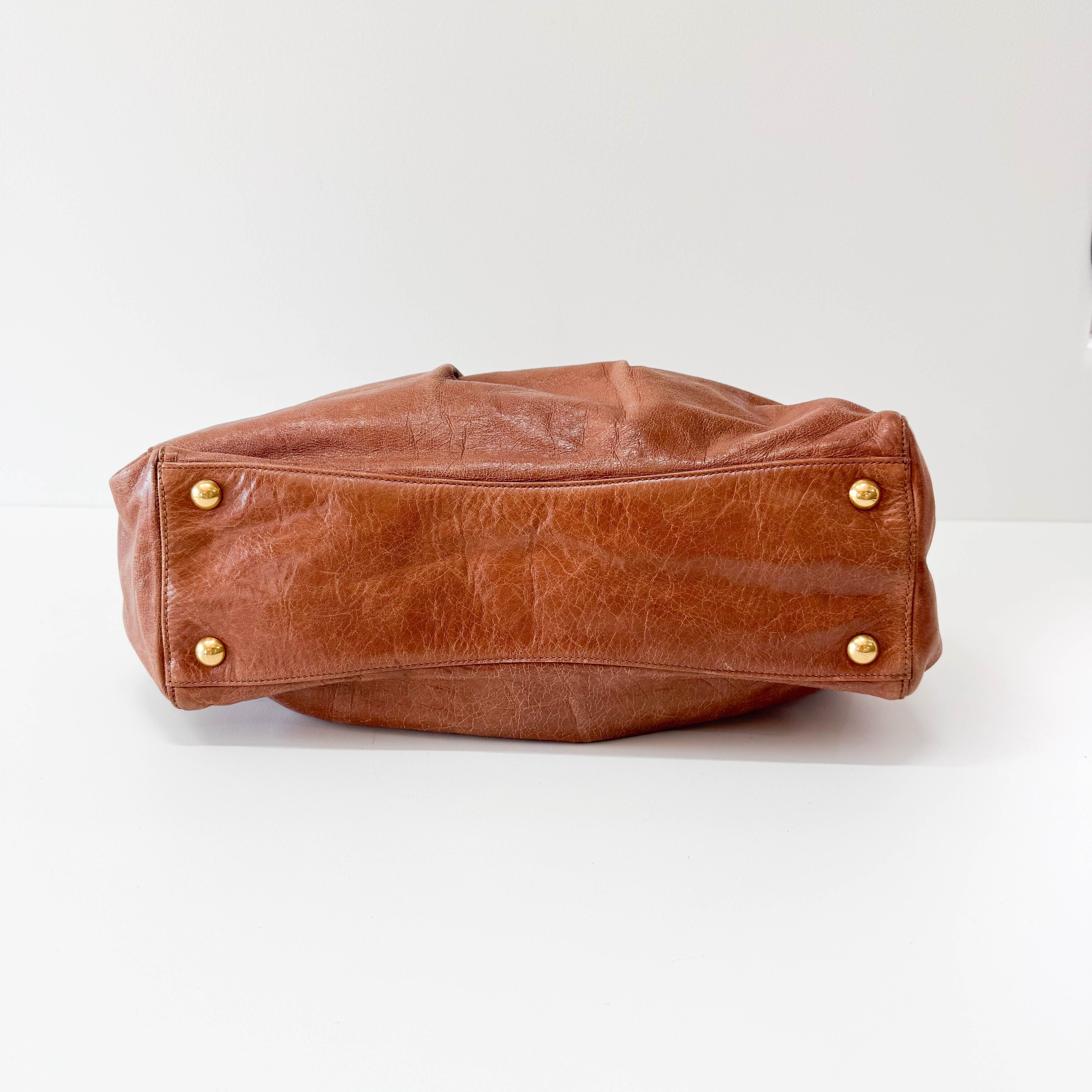 Vitello Brown Leather Shoulder Bag