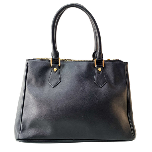 Black Leather Handle Bag