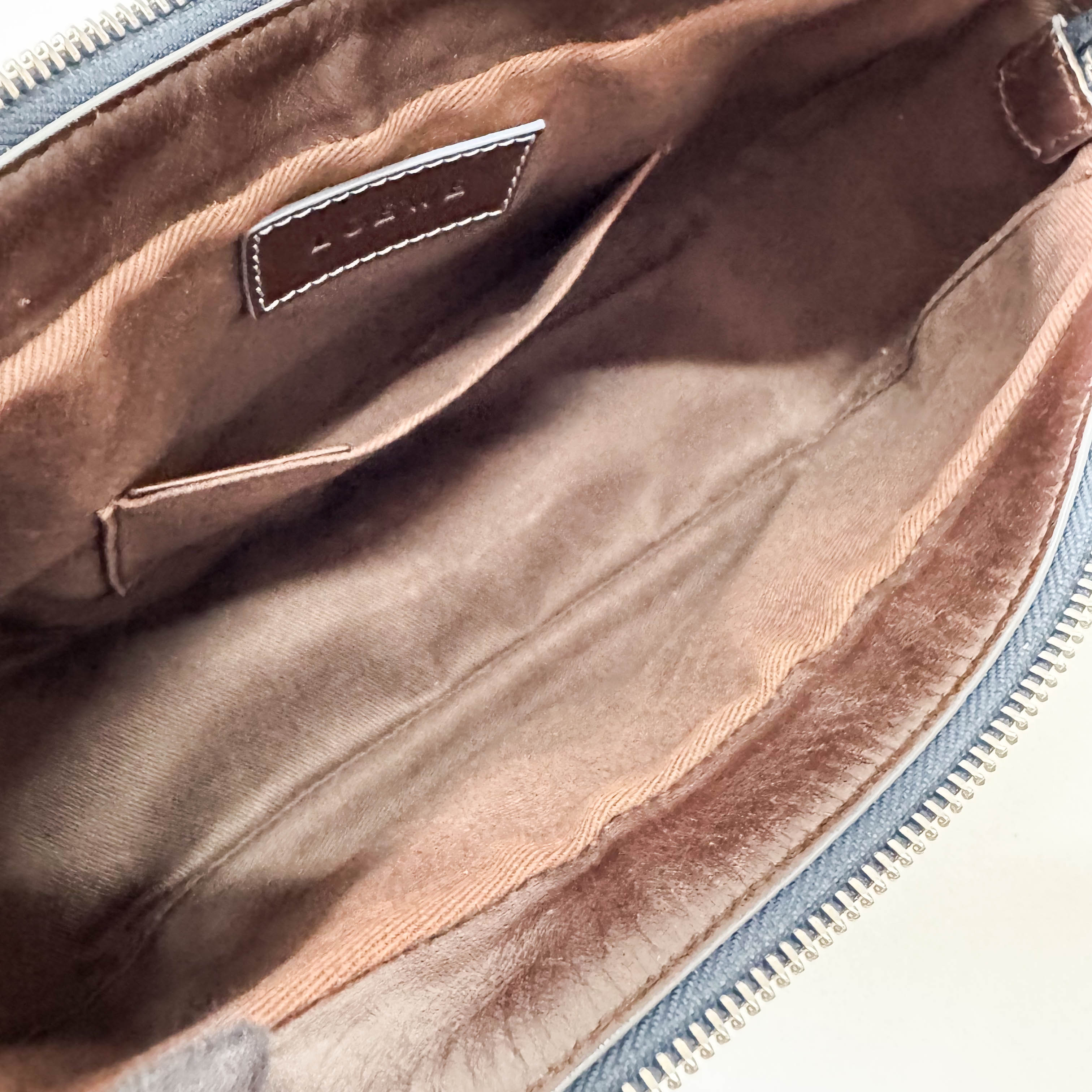 Anagram Navy Coated Canvas Shoulder Bag