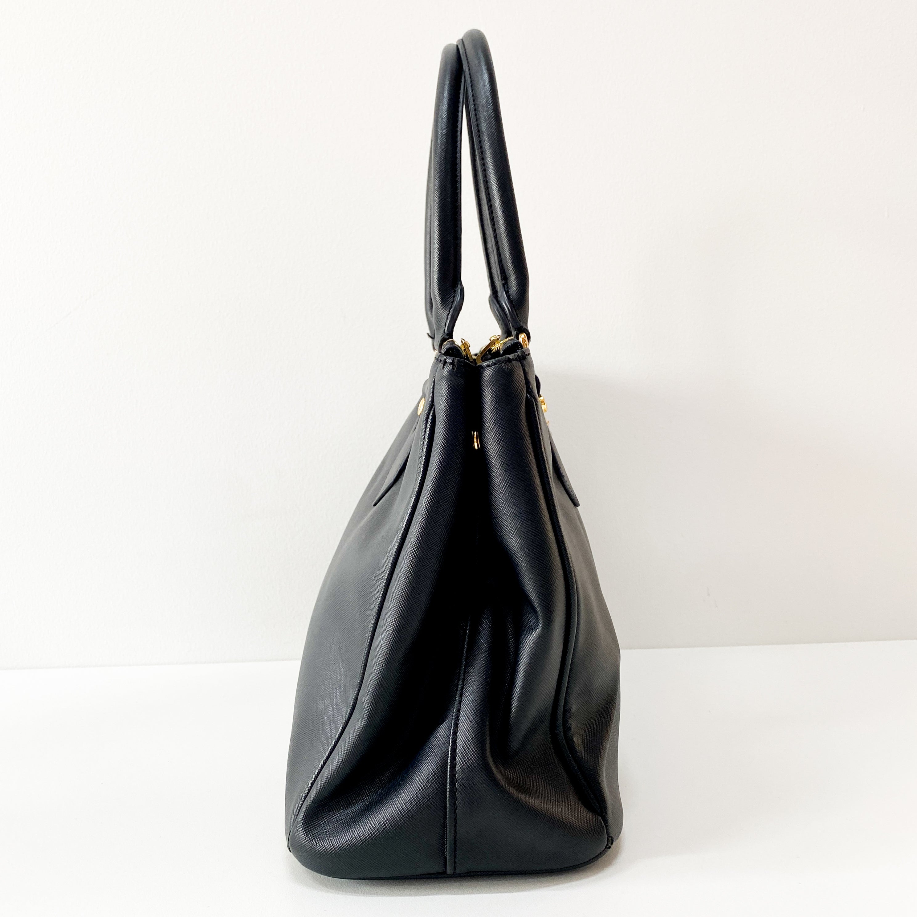 Black Leather Handle Bag