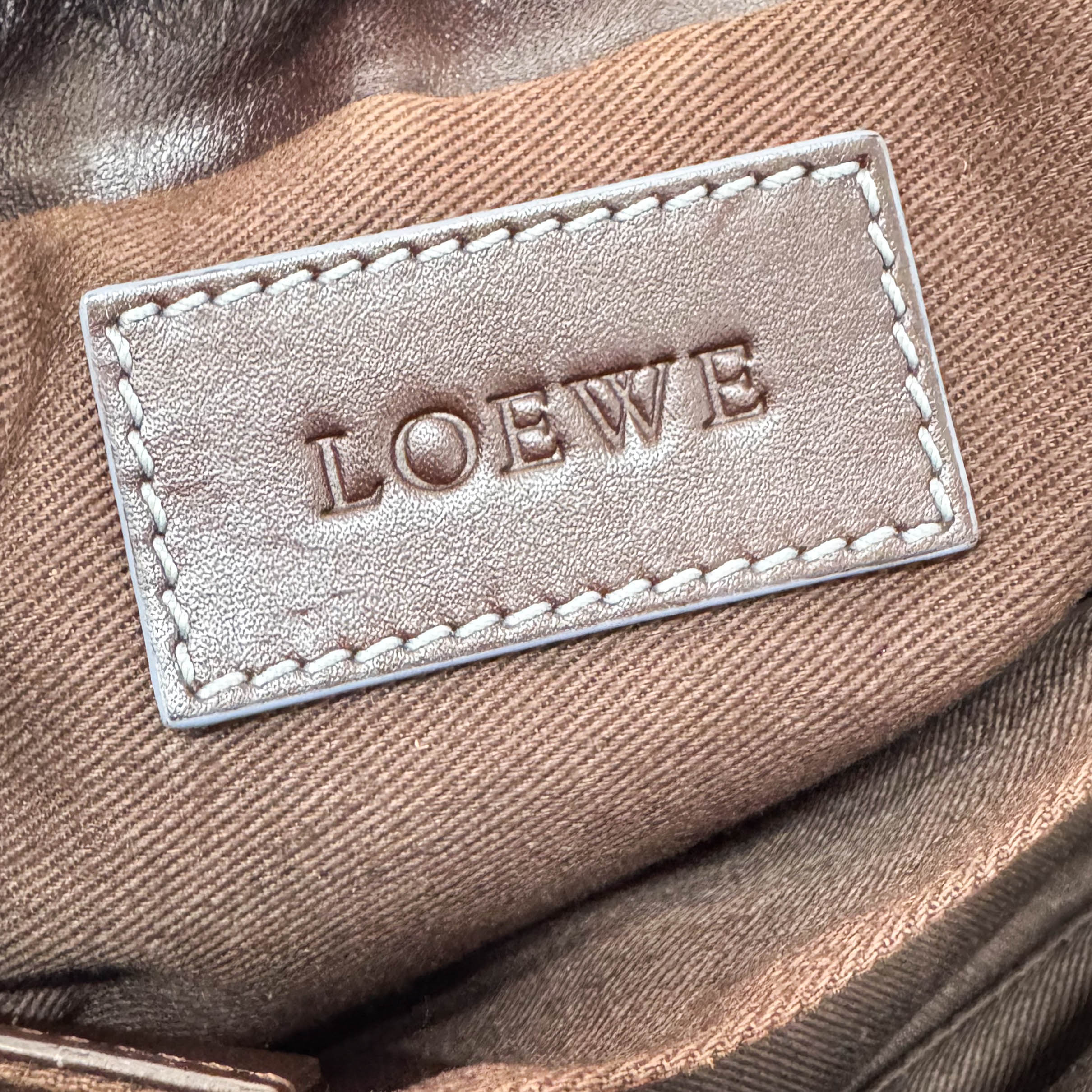 Anagram Navy Coated Canvas Shoulder Bag