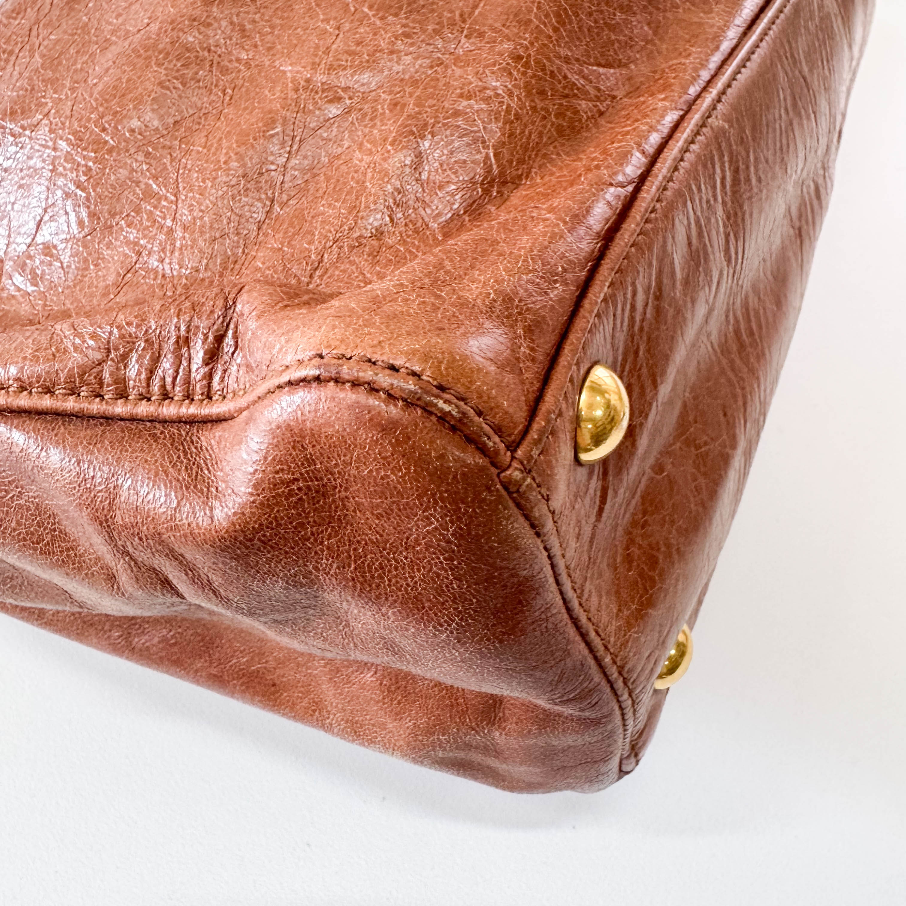 Vitello Brown Leather Shoulder Bag