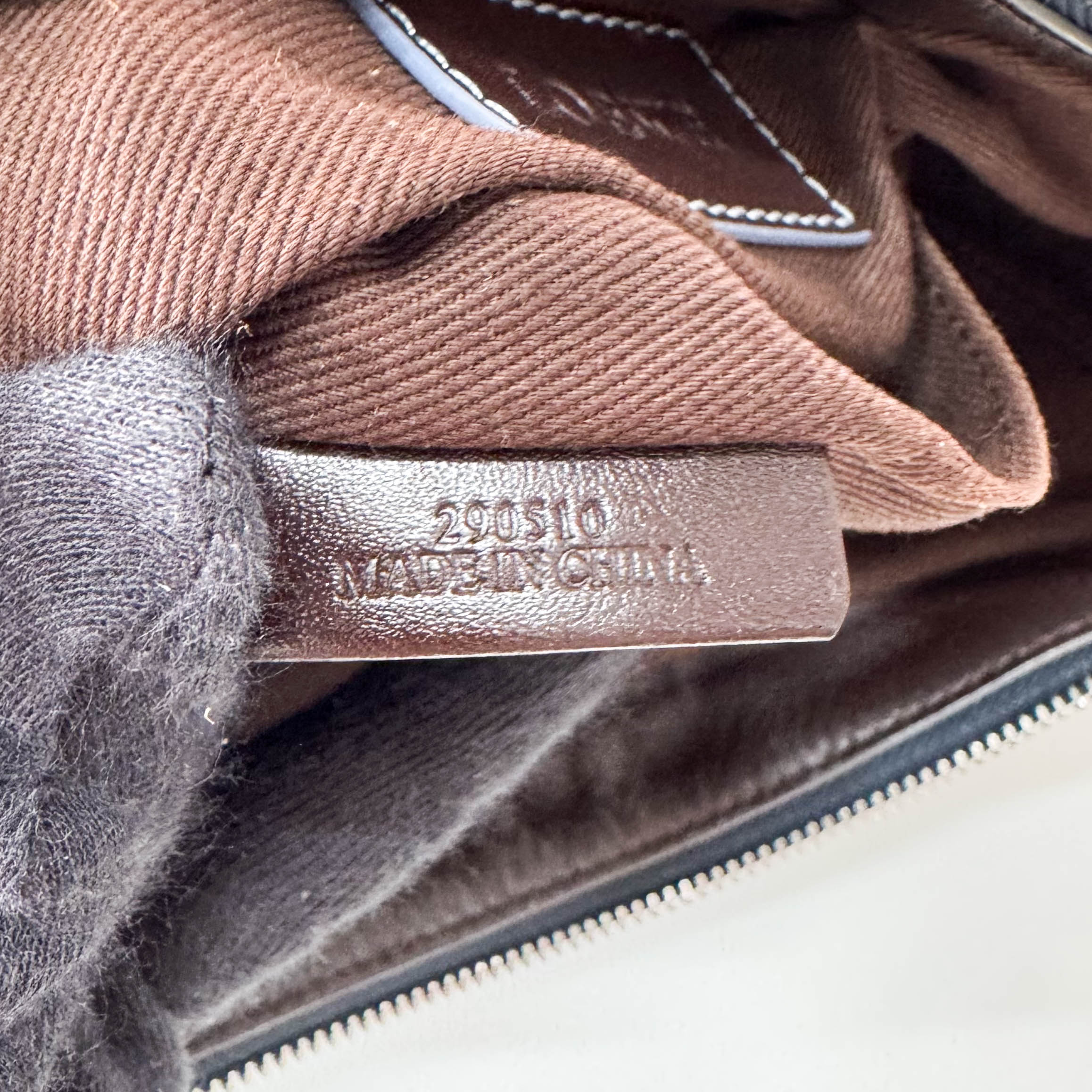 Anagram Navy Coated Canvas Shoulder Bag