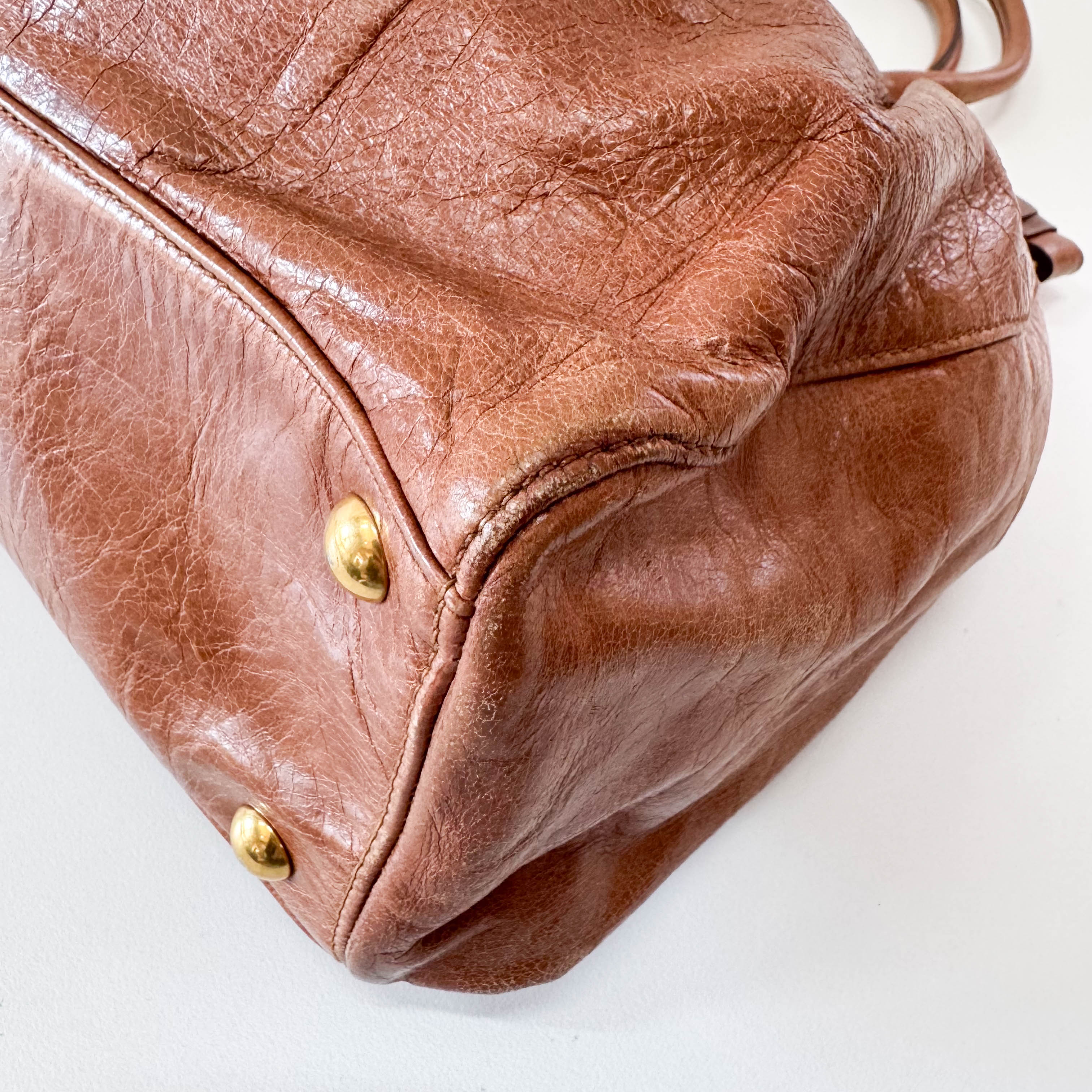 Vitello Brown Leather Shoulder Bag