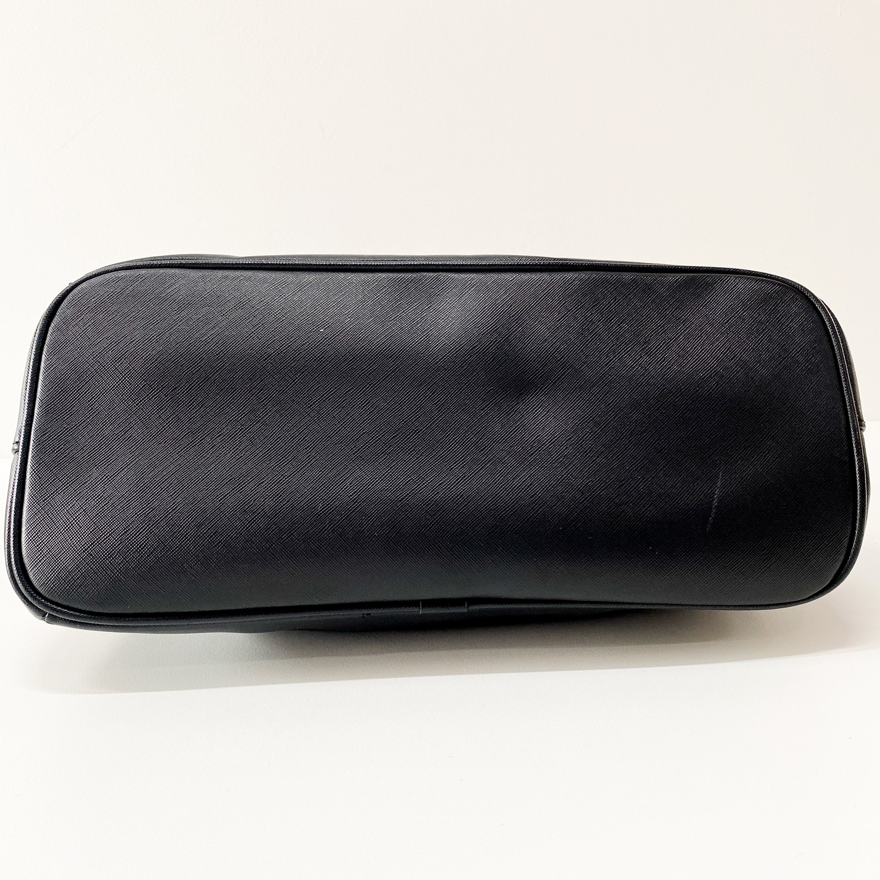 Black Leather Handle Bag