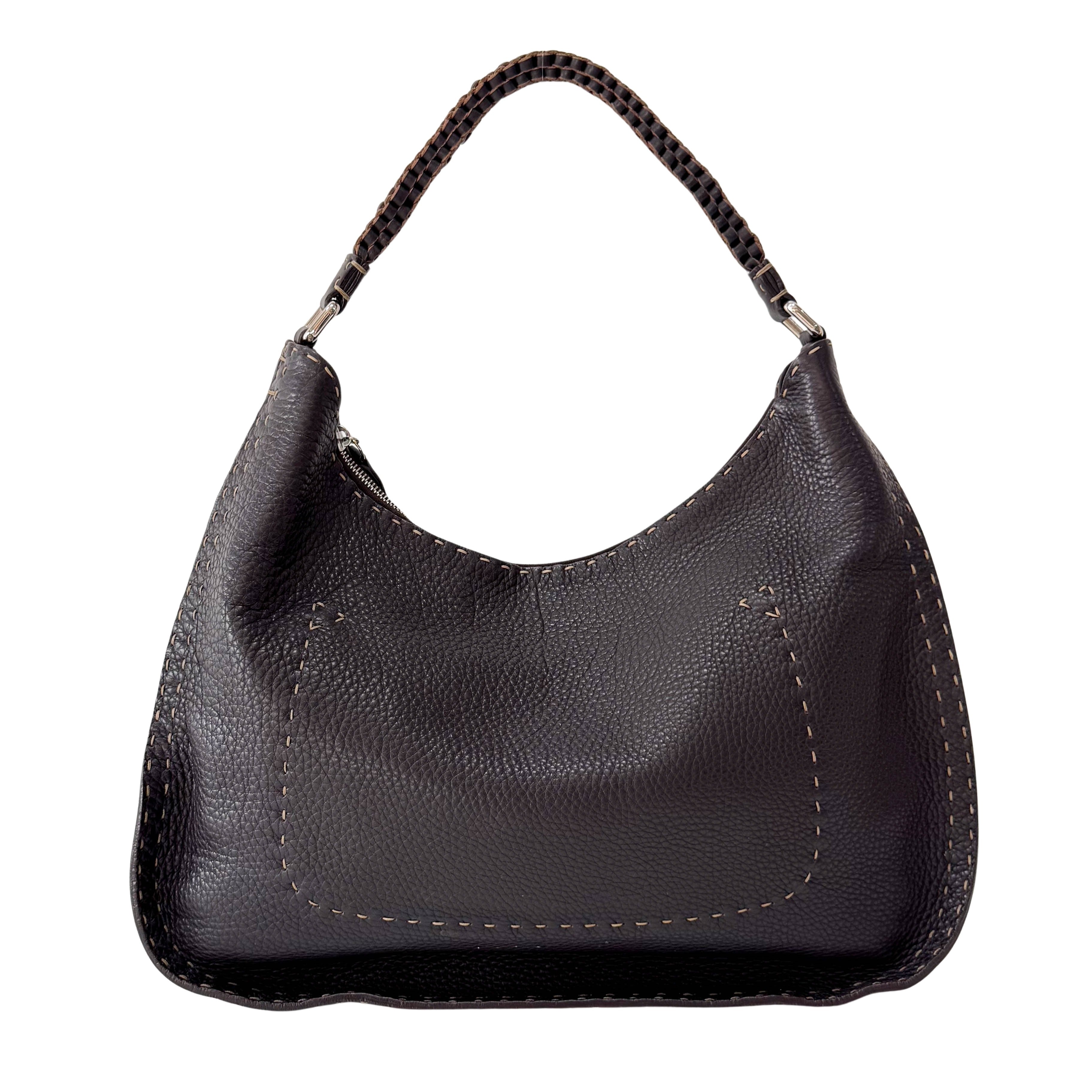 Leather Stitch Hobo Shoulder Bag