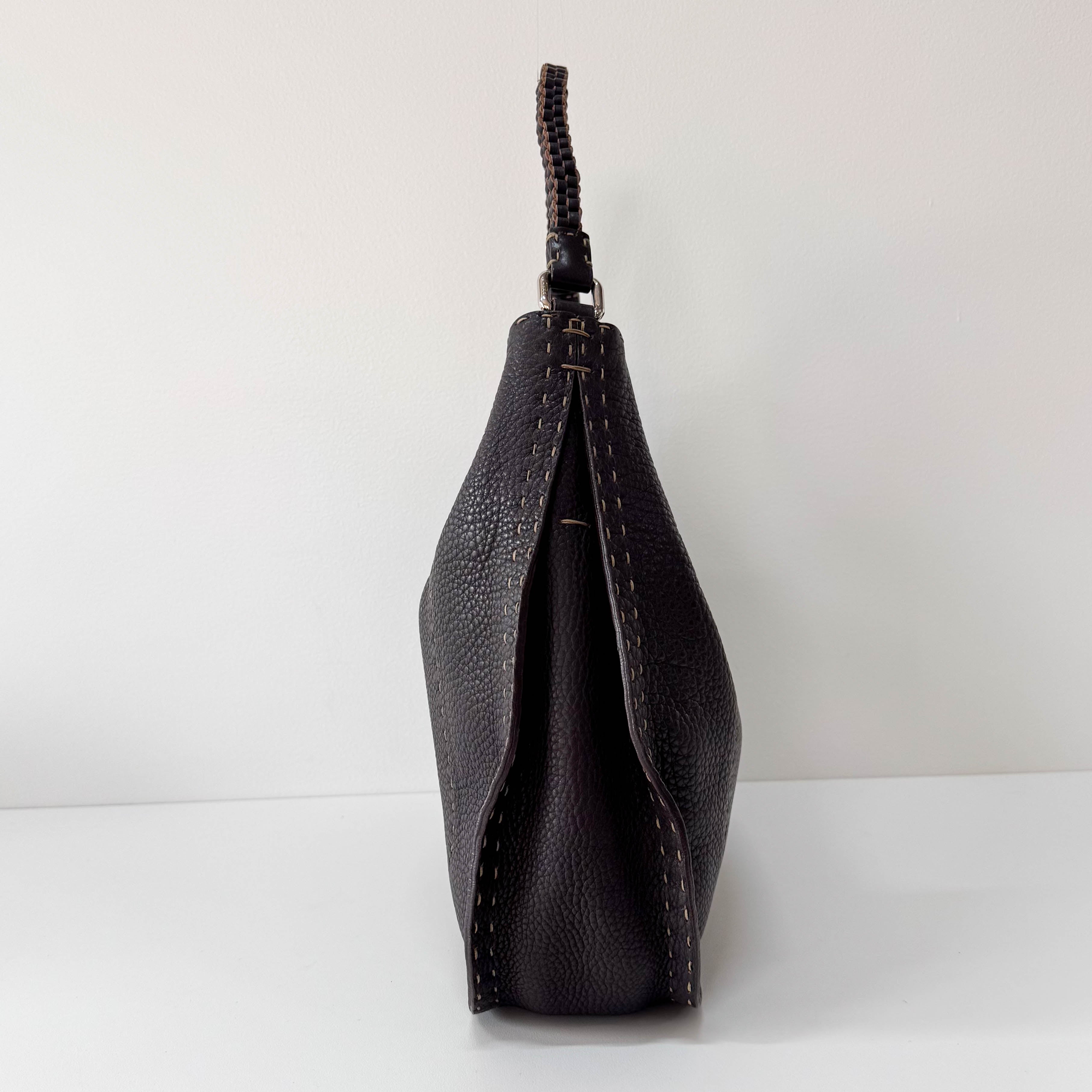 Leather Stitch Hobo Shoulder Bag