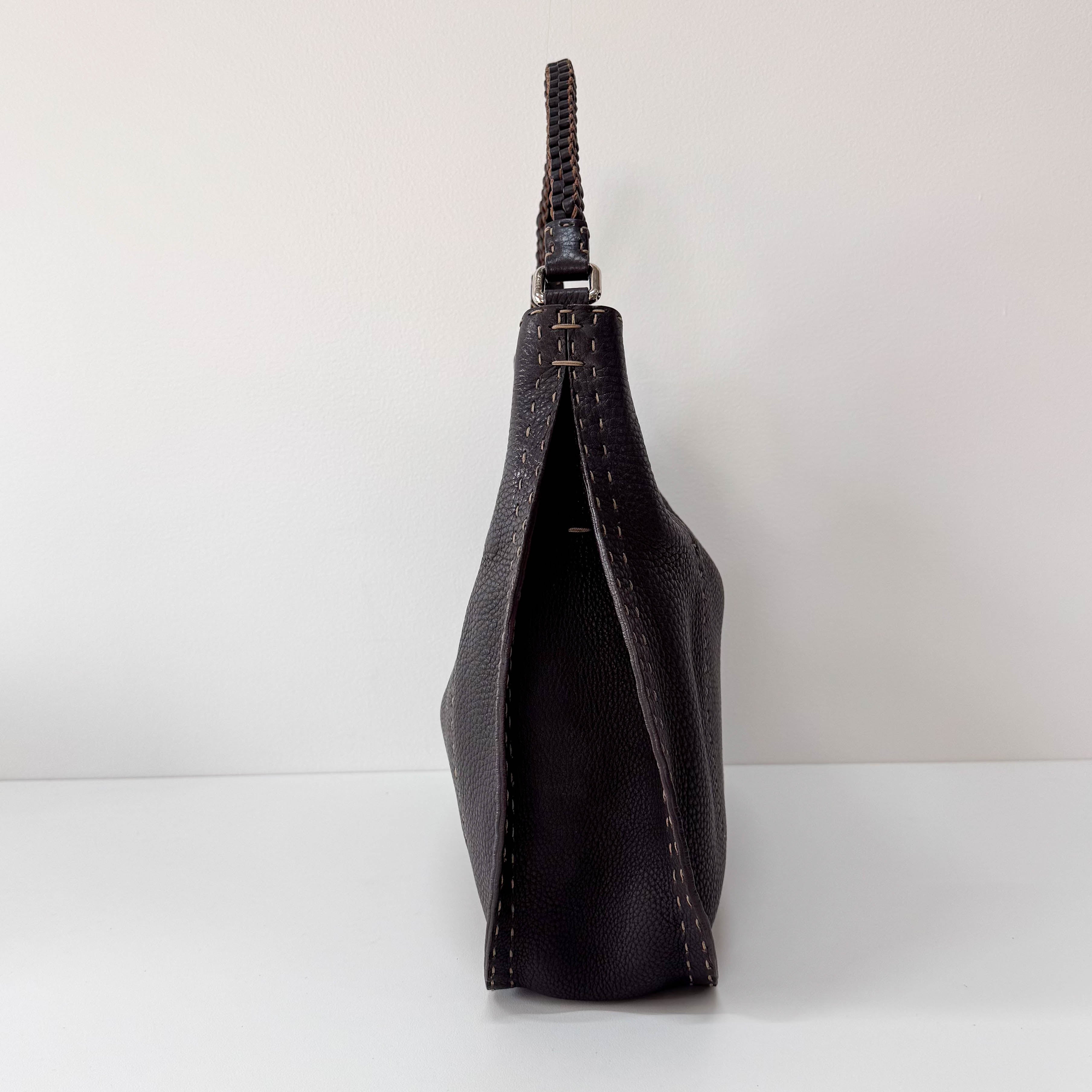 Leather Stitch Hobo Shoulder Bag