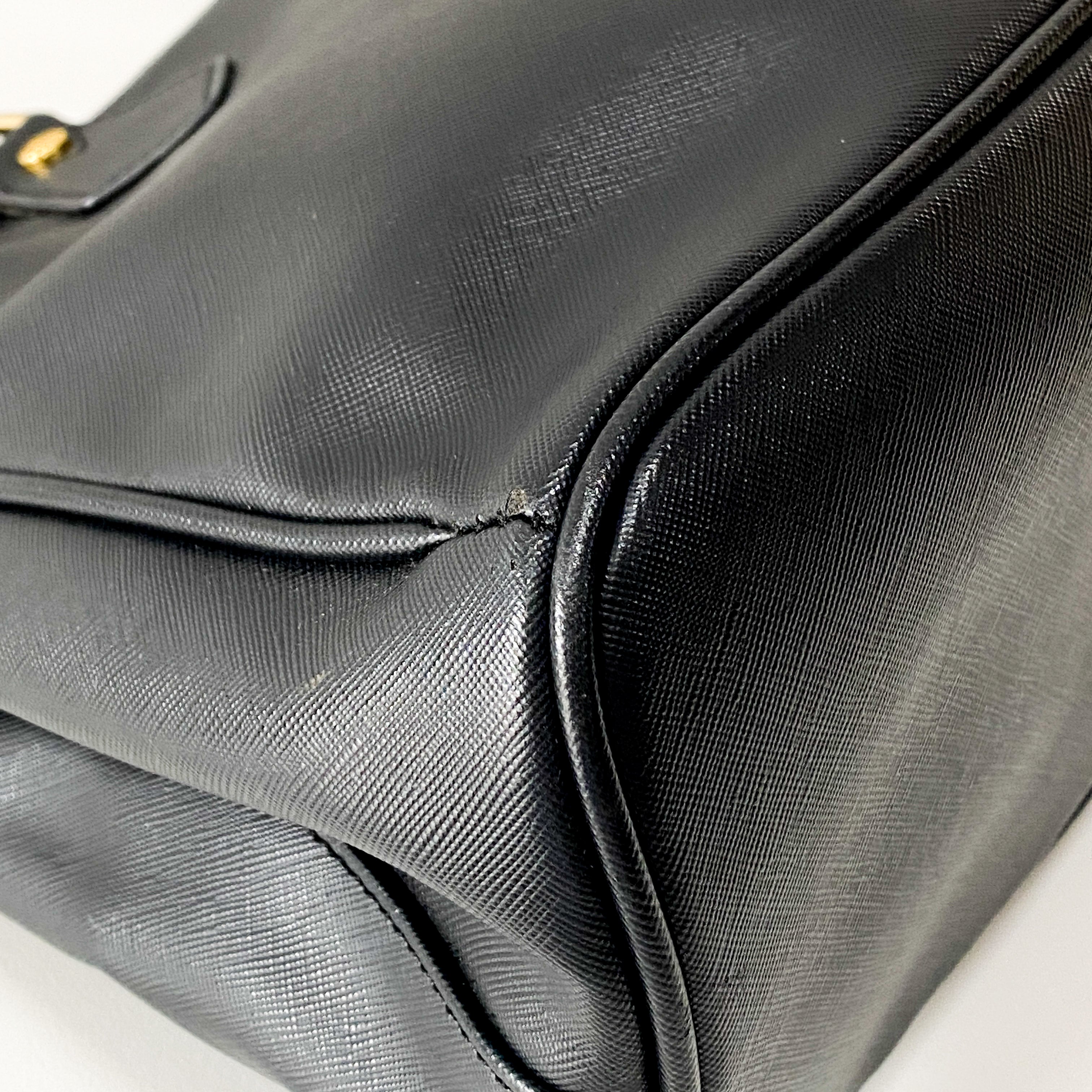 Black Leather Handle Bag