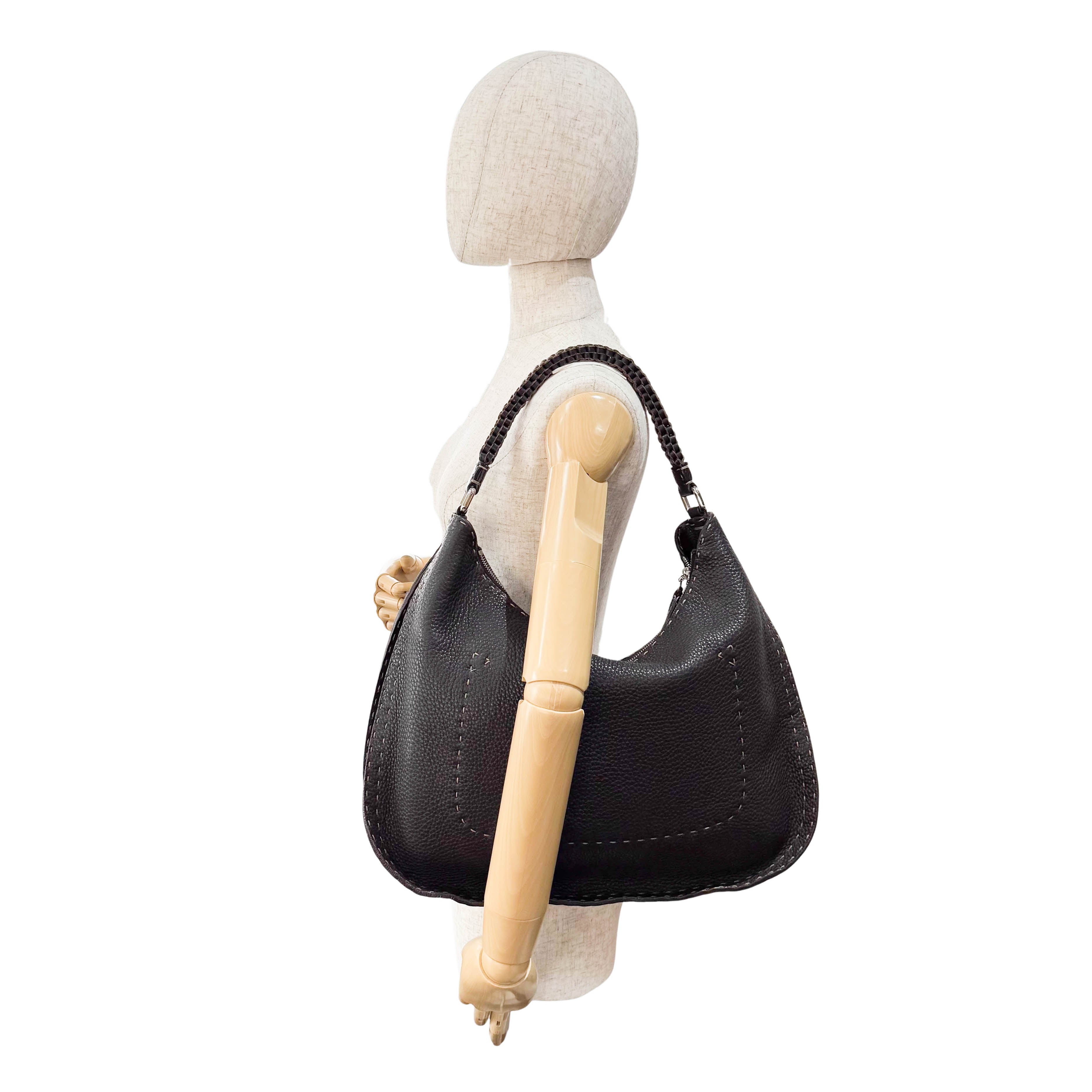 Leather Stitch Hobo Shoulder Bag