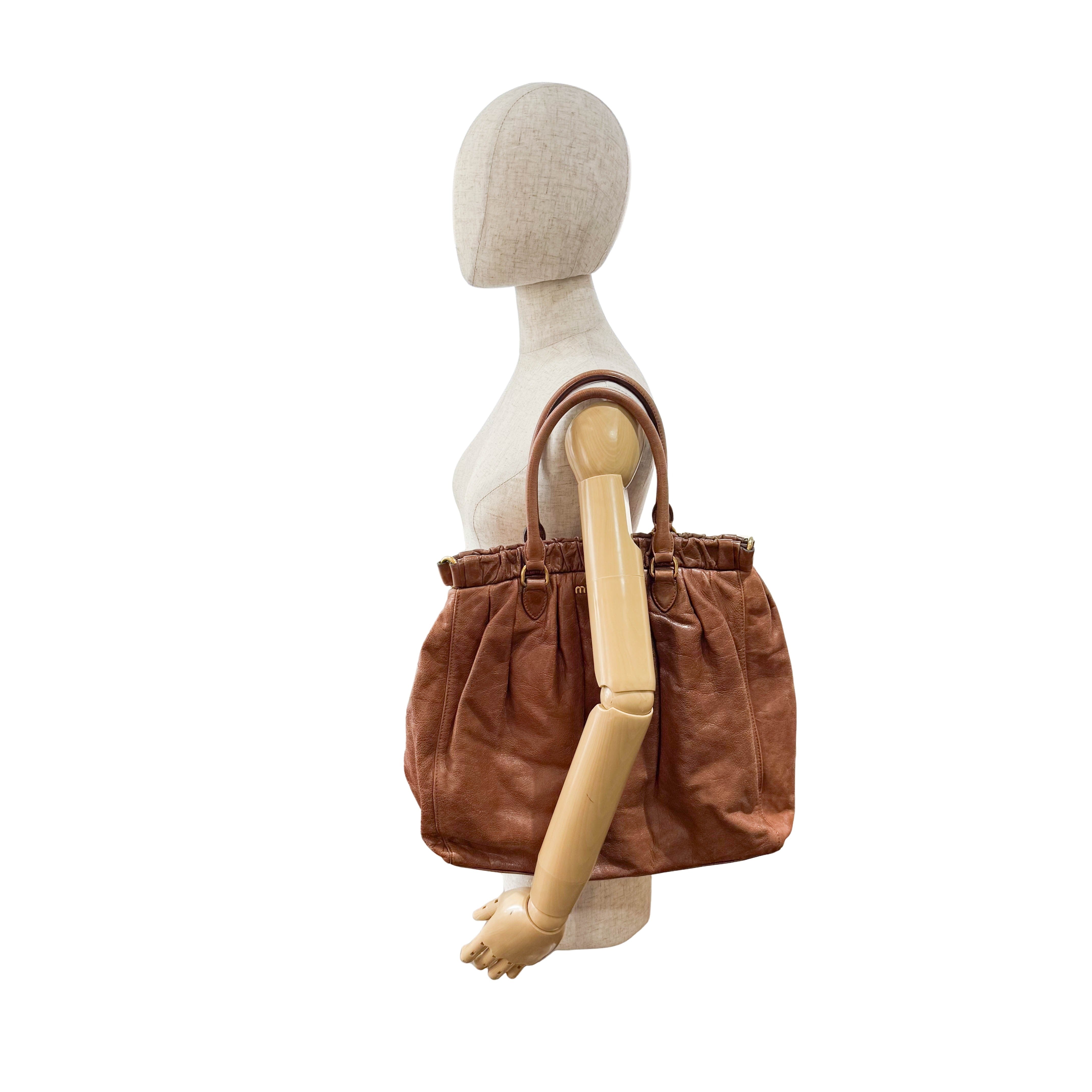 Vitello Brown Leather Shoulder Bag