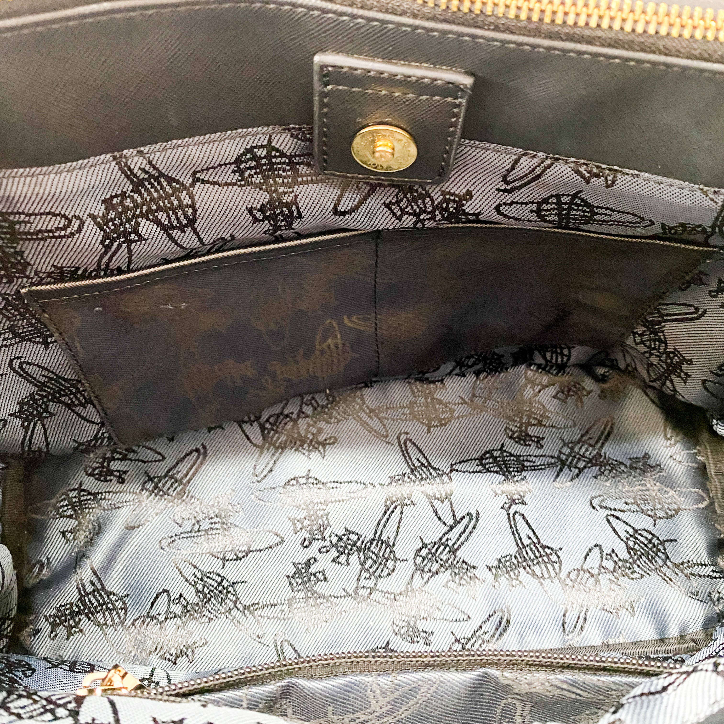 Black Leather Handle Bag