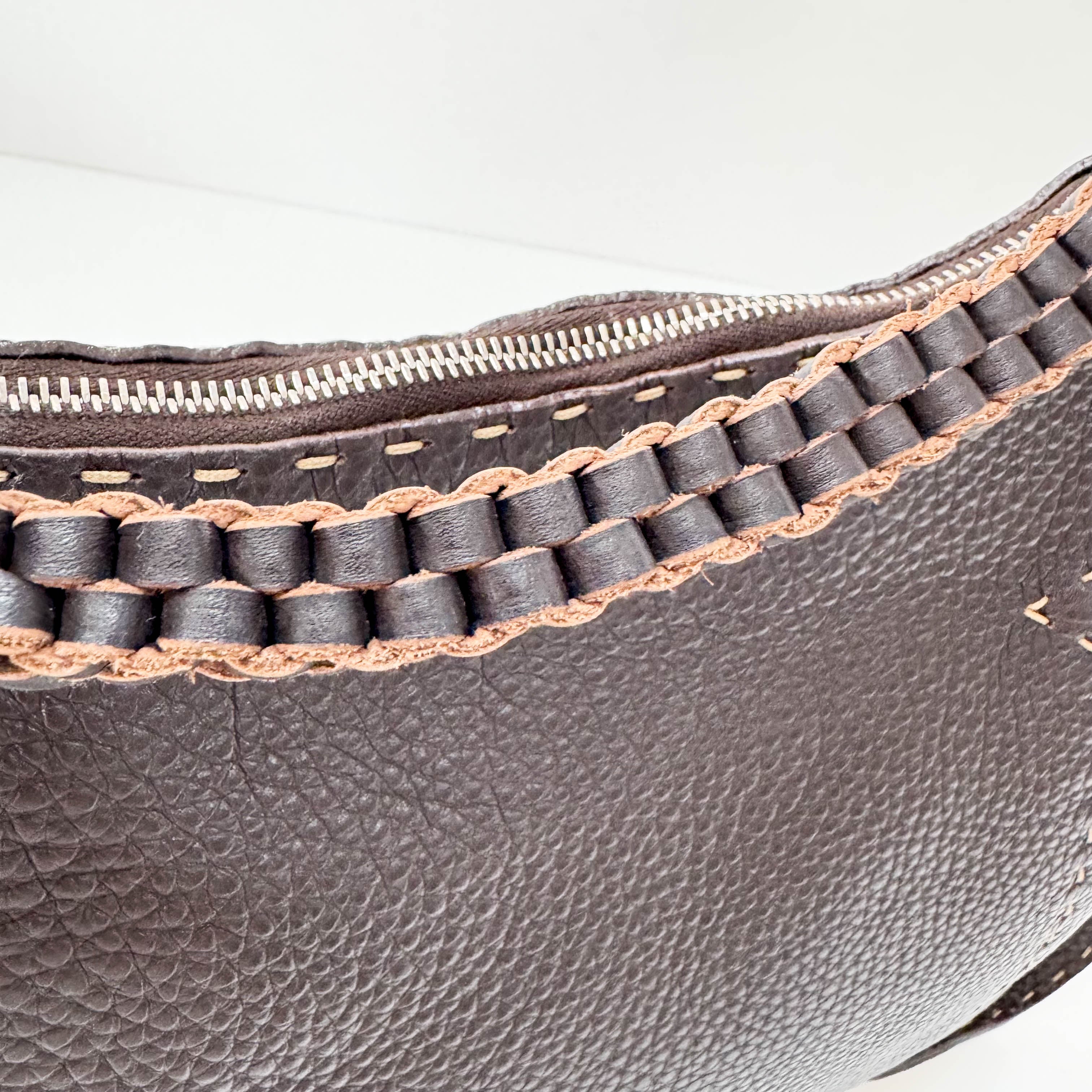 Leather Stitch Hobo Shoulder Bag