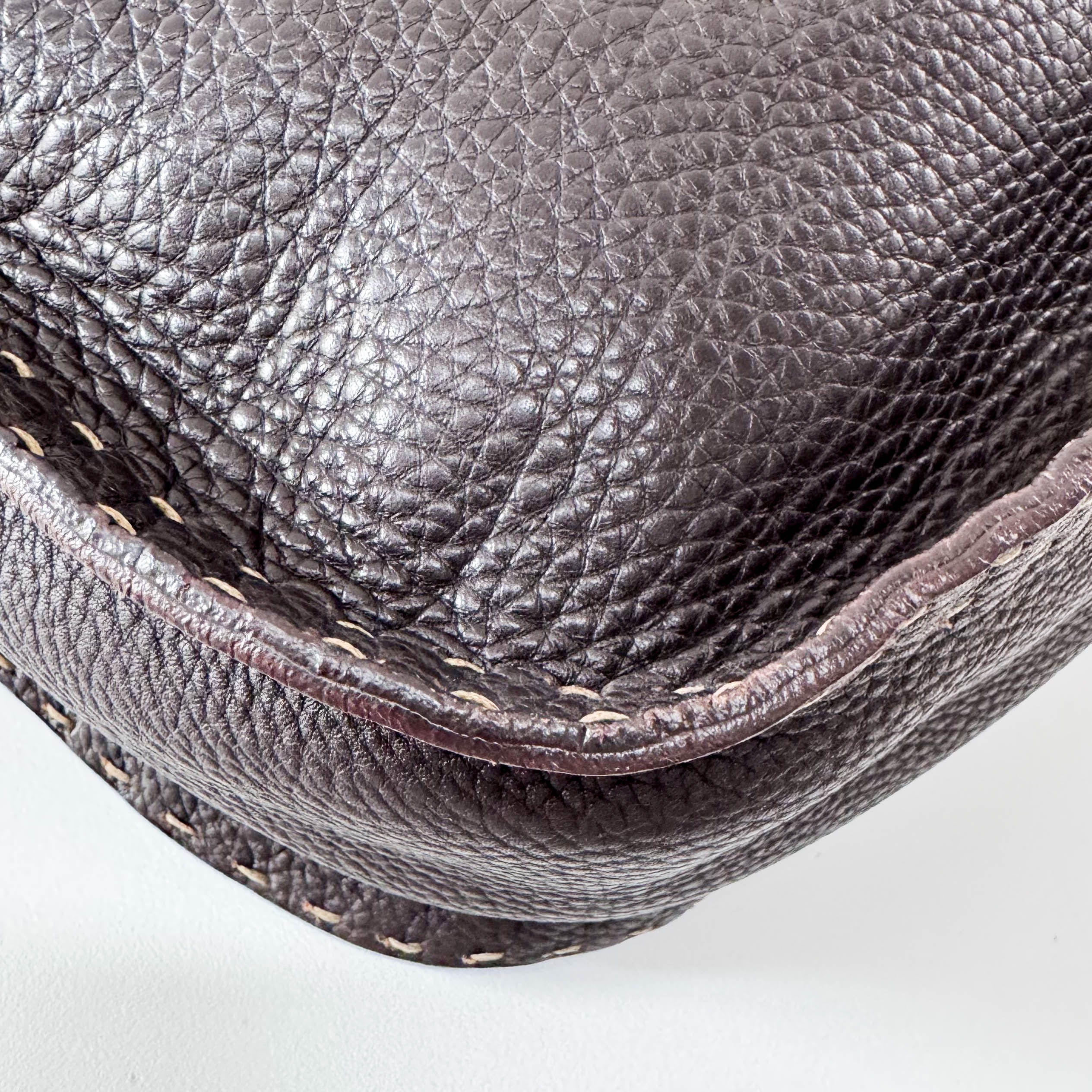 Leather Stitch Hobo Shoulder Bag