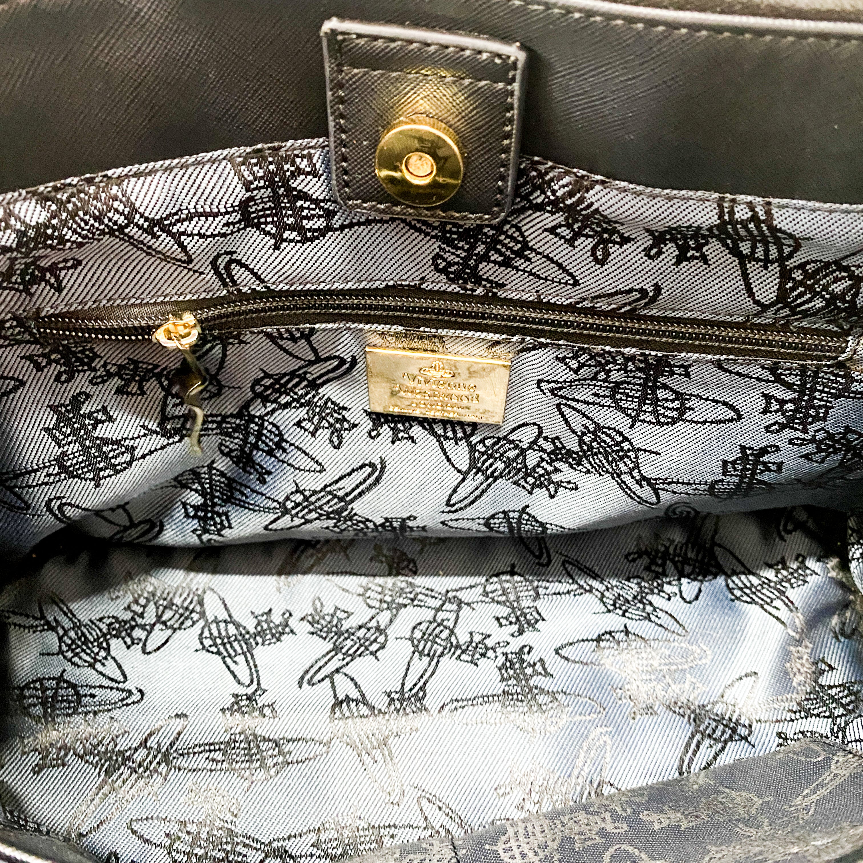 Black Leather Handle Bag