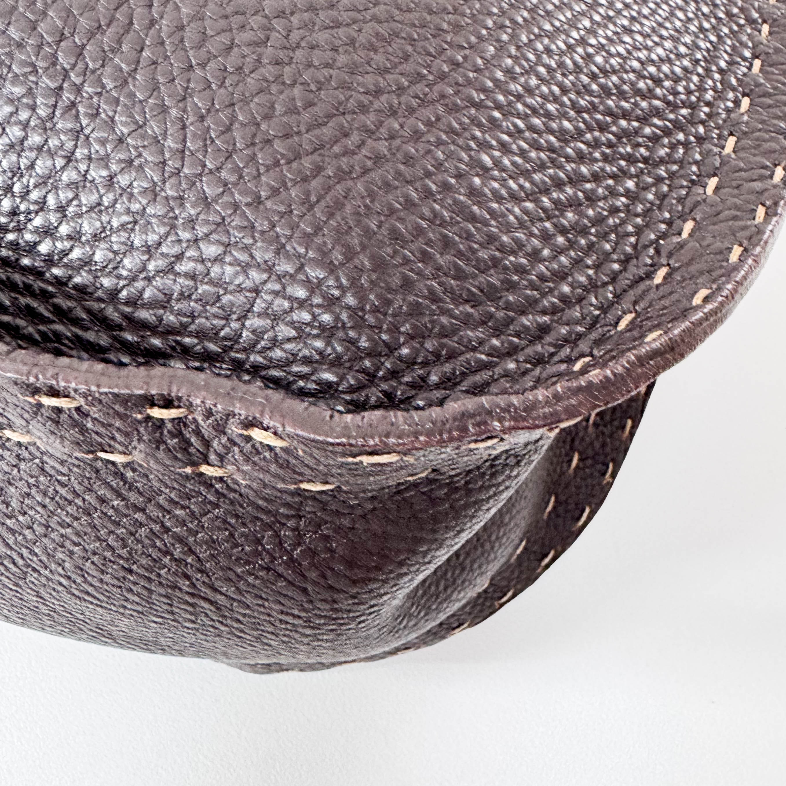 Leather Stitch Hobo Shoulder Bag