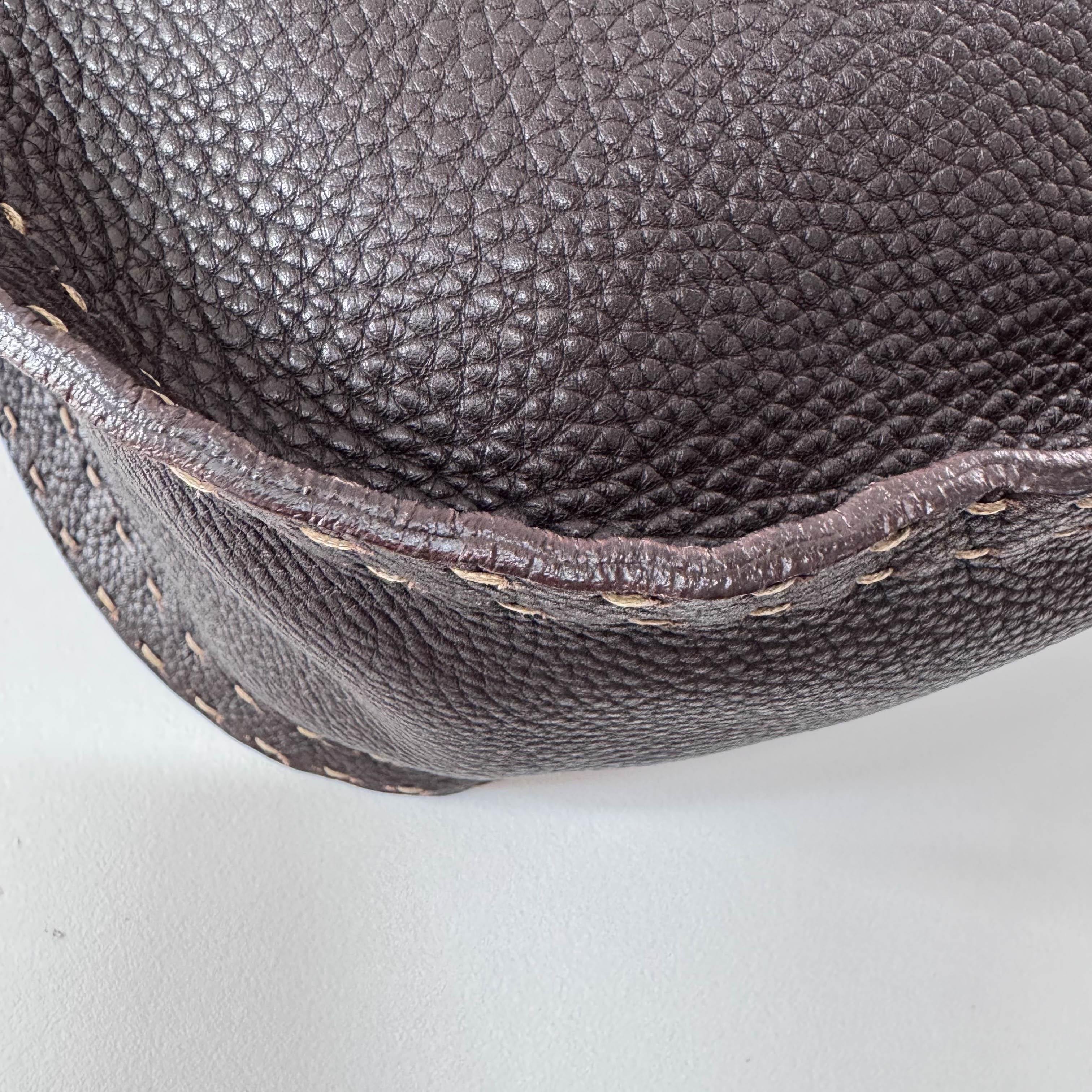 Leather Stitch Hobo Shoulder Bag